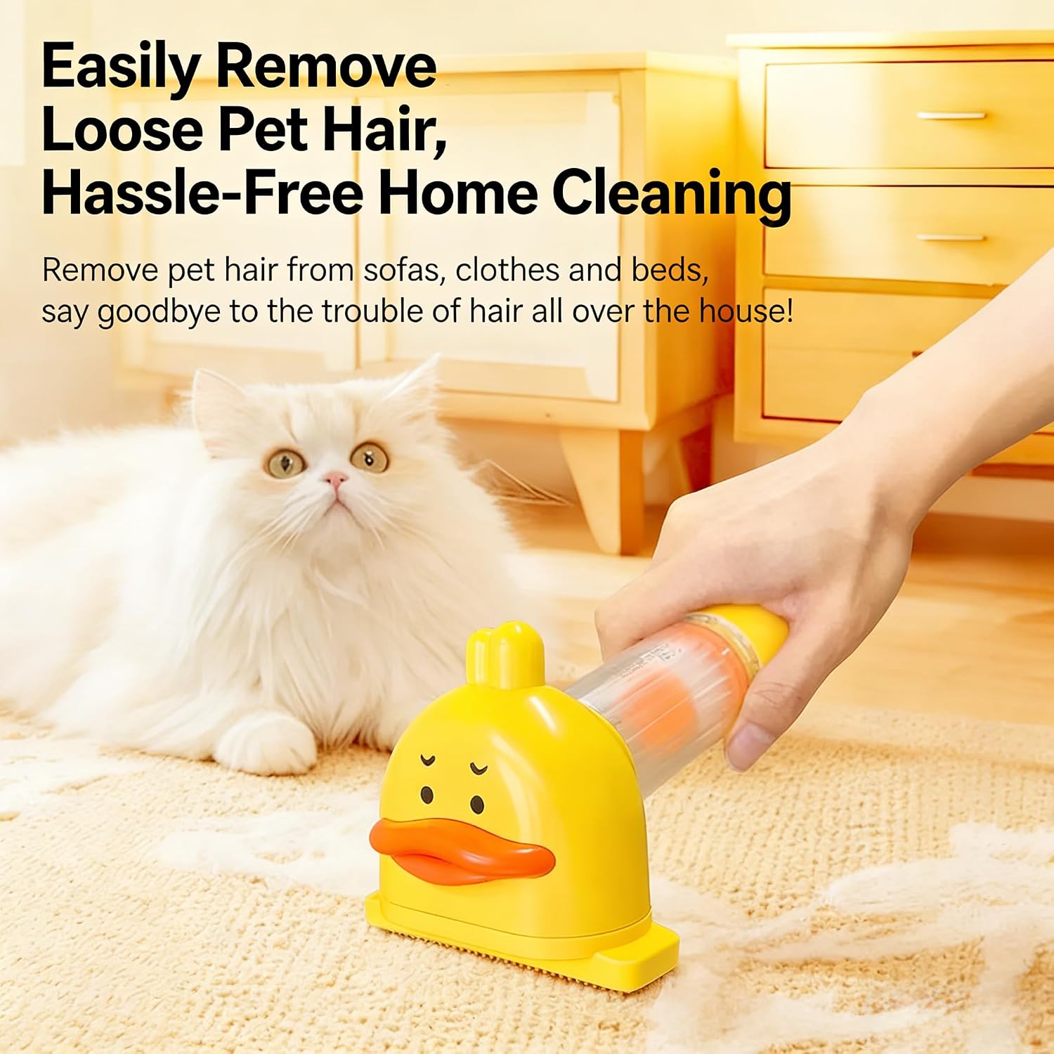 Mini Cordless Dog Vacuum Grooming Kit – 4-in-1 Pet Deshedder & Suction Brush with Blow Dryer, Portable Low Noise Grooming Vacuum for Dogs, Cats, Travel Indoor Outdoor Use (Yell)