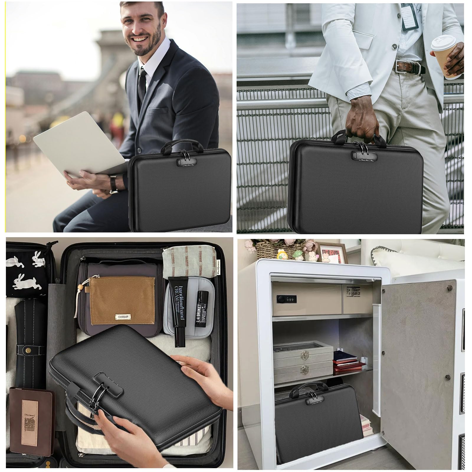 Caja Fuerte Ignífuga, Bolsa de documentos ignífuga con cerradura, 13 compartimentos, múltiples bolsillos, impermeable, Bolsa Organizador para documentos, caja para guardar documentos y certificados