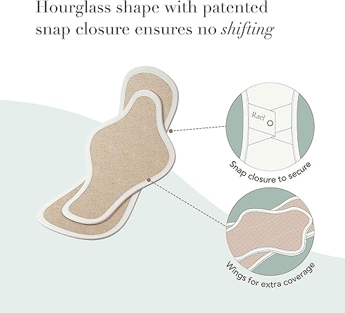 Miniatura 2 de HESTA almohadillas para menstruación reutilizables de algodón orgánico, juego de 3, Ajustado