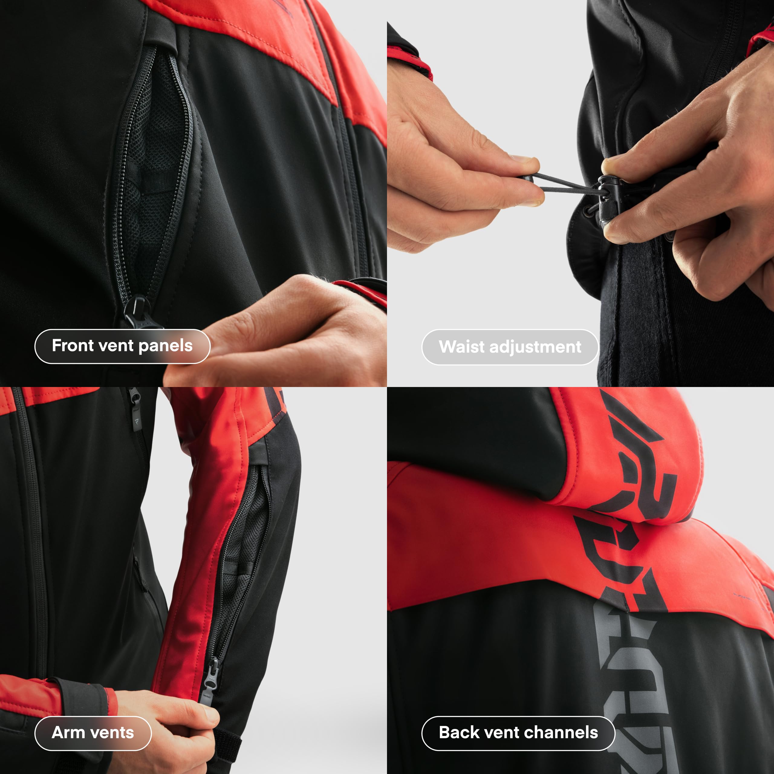 REBELHORN Slash Chaqueta de Moto Hombre | Textil | Softshell con Capucha Extraíble | Protectores de Codos y Hombros Nivel 2 | 6 Canales de Ventilación | Tallas hasta 10XL
