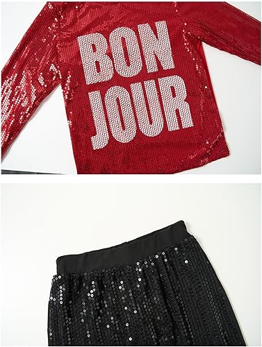 Miniatura 7 de LOLANTA Disfraz de baile para niños y niñas, ropa de hip hop con lentejuelas de los años 80 y 90, trajes brillantes de baile