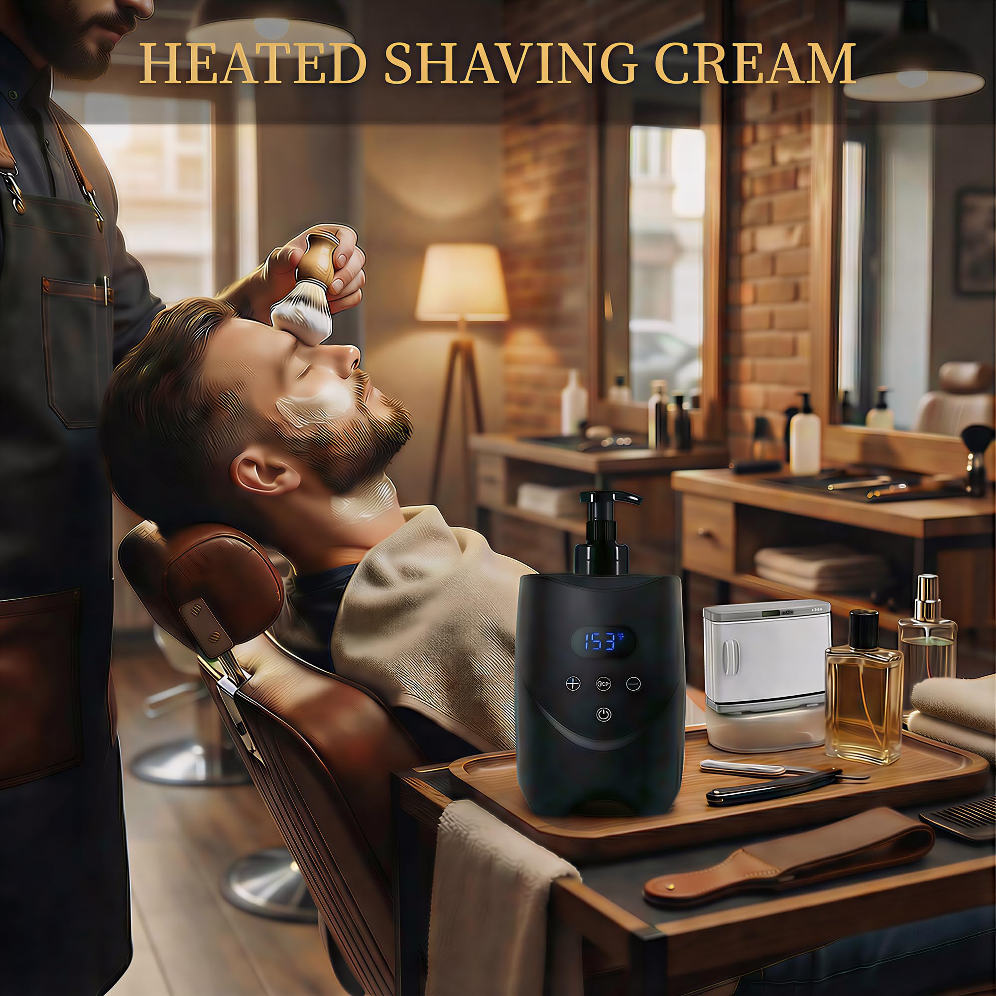 Máquina profesional de espuma caliente para afeitar, 2 botellas de espuma de 500 ml, calentador de espuma de afeitar de gran capacidad para afeitado facial de hombres, ideal para el hogar/salón