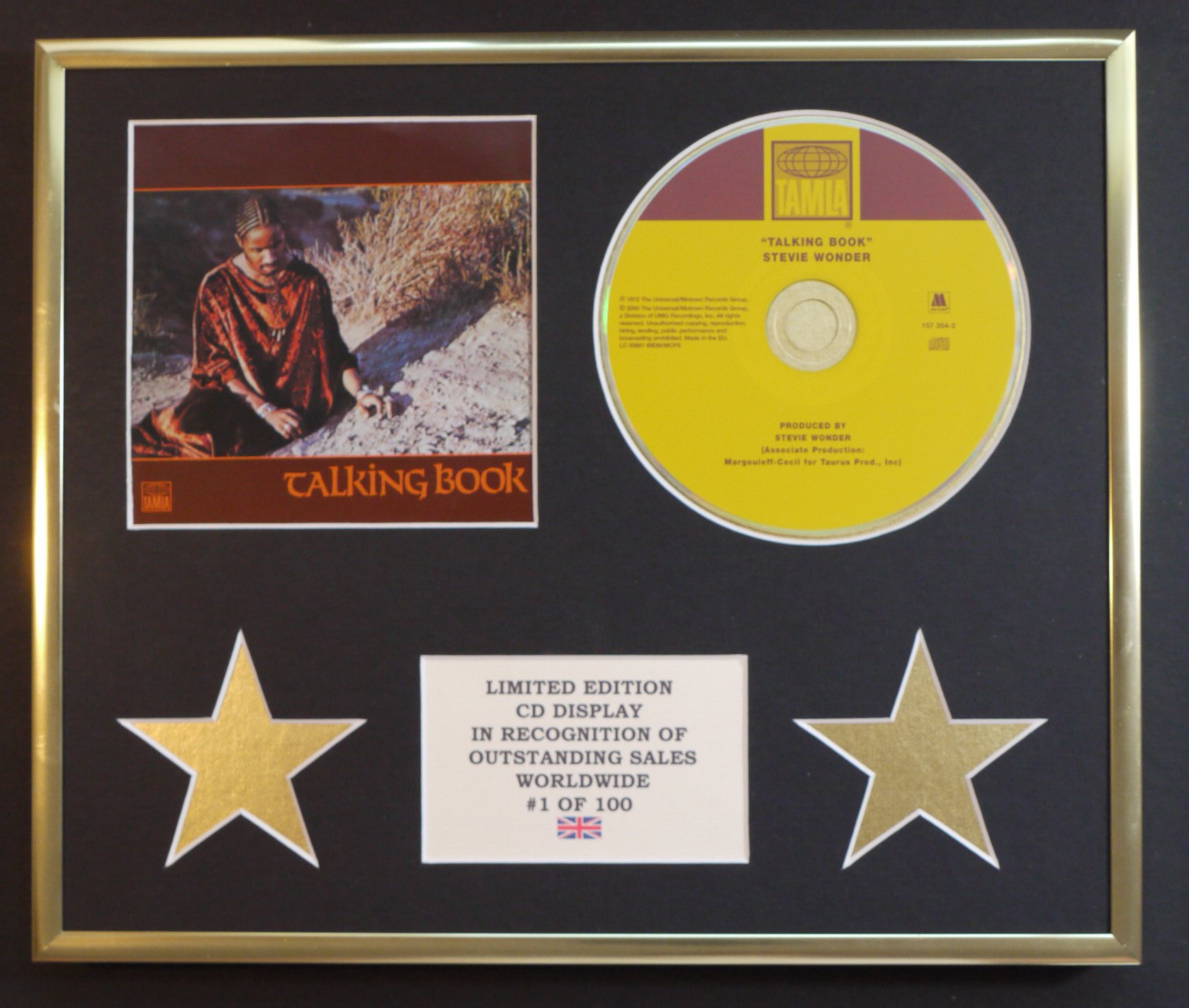 Limited Edition Cd Display Gold Stevie Wonder/Cd Display/Limited Edition/Coa/Talking Book