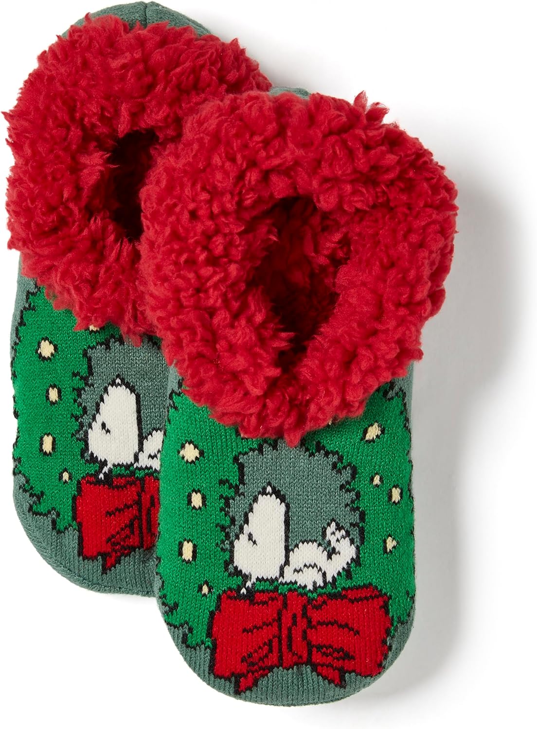 Peanuts womens Snoopy Holiday Teddy Fur Slipper Socks