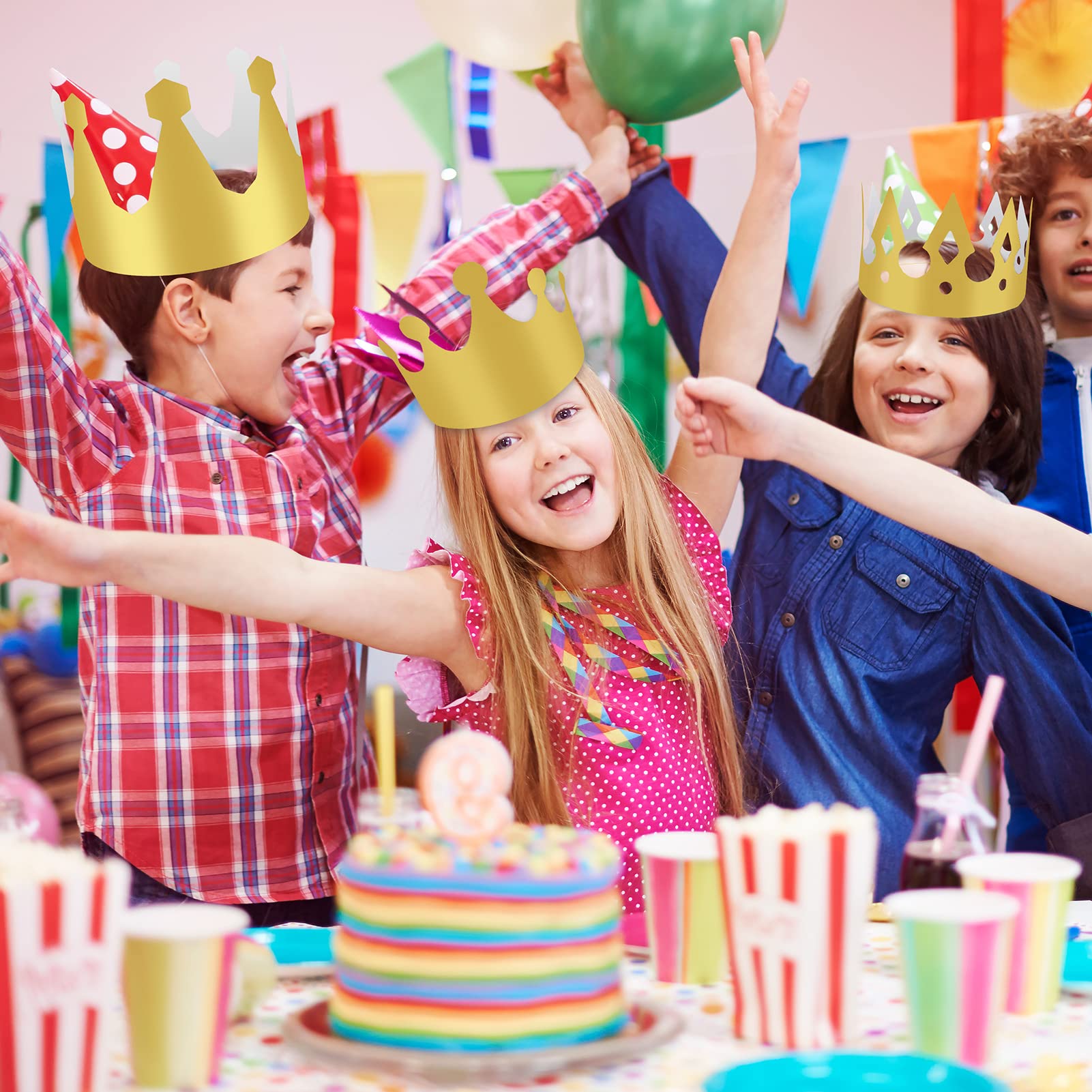 36 Stück Papierkronen Goldene Partykronen Prinzessin Prinz Krone Kinder Geburtstag Party König Hüte für Kinder Erwachsene