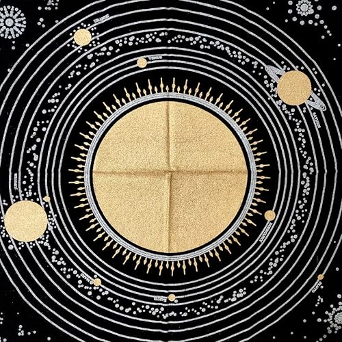 Miniatura 4 de Tela de altar planetas espirituales, estrellas rituales y galaxia, hermoso sistema solar, sistema solar, oro y plata, 24 x 24 pulgadas