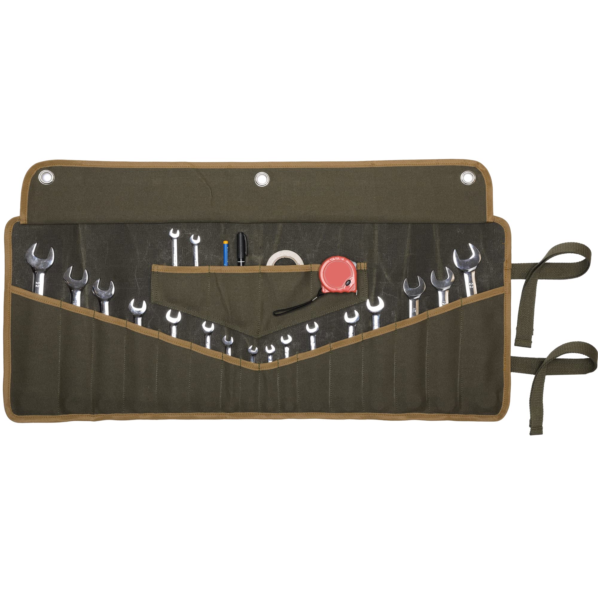 Sac à outils en toile cirée robuste 16 poches pour clés plates