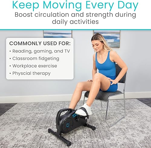 Miniatura 7 de Vive Bicicleta para debajo del escritorio, ejercitador de pedal magnético, bicicleta de ciclismo para interiores, estacionaria, pierna de brazo