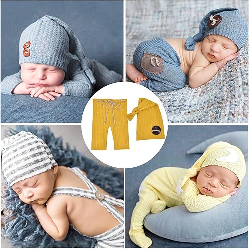 Miniatura 7 de Accesorios para sesión de fotos de bebé recién nacido, pantalones de punto, sombrero, conjuntos de fotografía de ganchillo, ropa de disfraz