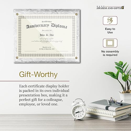 Miniatura 19 de SHOP AWARDS AND GIFTS Soporte para marco de certificado de 8.5 x 11 pulgadas, pantalla de placa de pared deslizante, tablero de 10.5 x 13 pulgadas