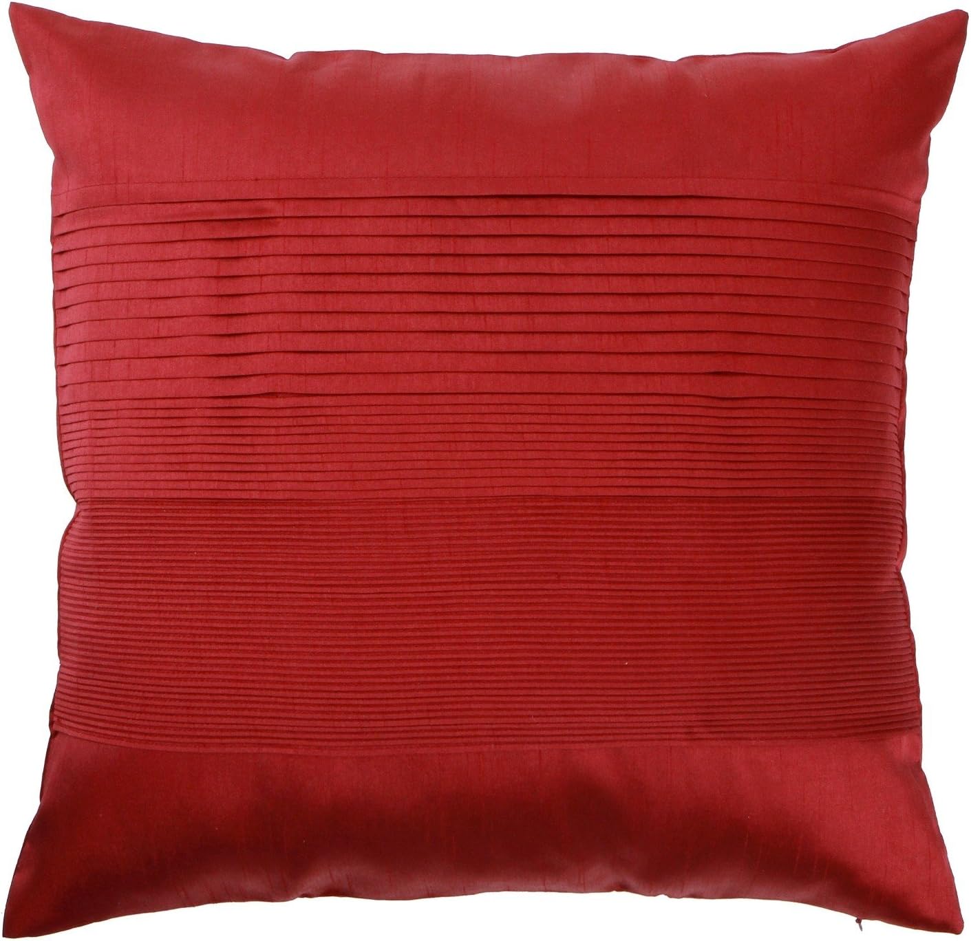 Loft Collection Luxury Pleat Decorative Pillow Replacement Cover, Brick Red
