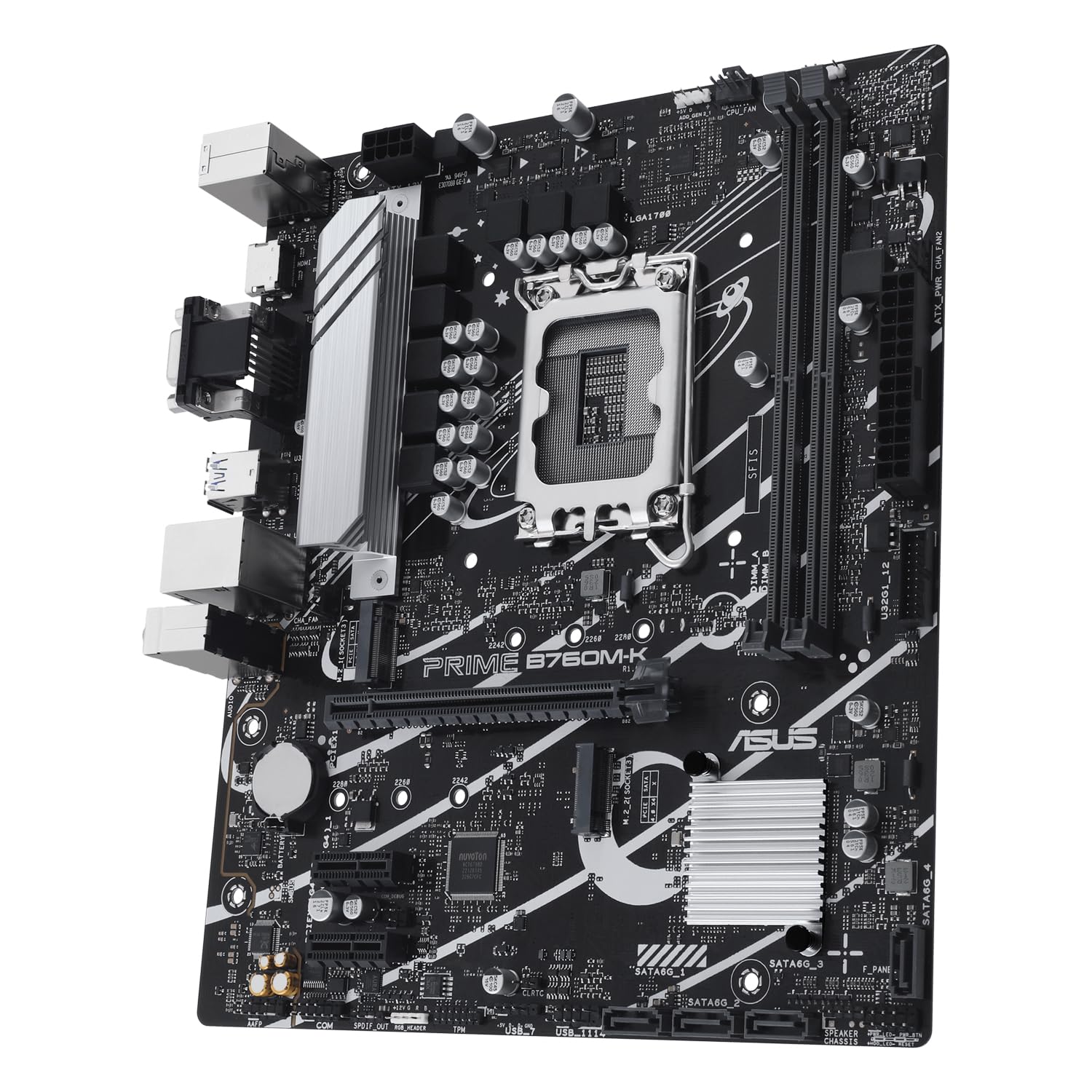 ASUS Prime B760M-K Placa Base Intel B760 (LGA 1700 mATX con PCIe 4.0, Dos Ranuras PCIe 4.0 M.2, DDR5, Realtek 2.5Gb Ethernet, VGA, HDMI, SATA 6 Gbps, USB 3.2 Gen 1 Frontal, Aura Sync), Negro | LGA 1700,2 ranuras M.2 PCIe 4.0, DDR5, Ethernet Realtek 2.5Gb,