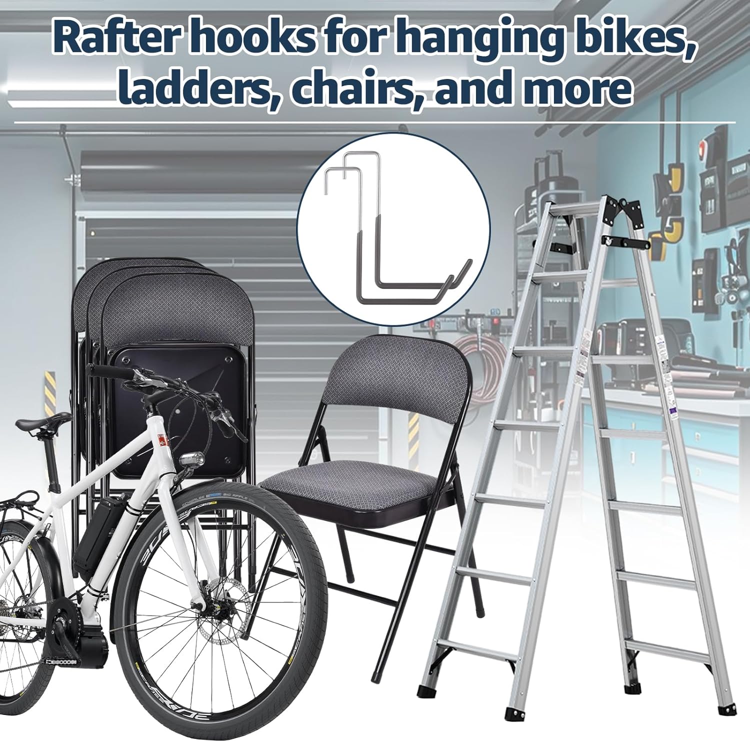16 Pack Rafter Hanger Heavy Duty Large S Hooks for Hanging Ladder Bike, Rafter Hook S Shaped Hanging Hangers Hooks for Garage Storage Organizer (Grey) - Image 5