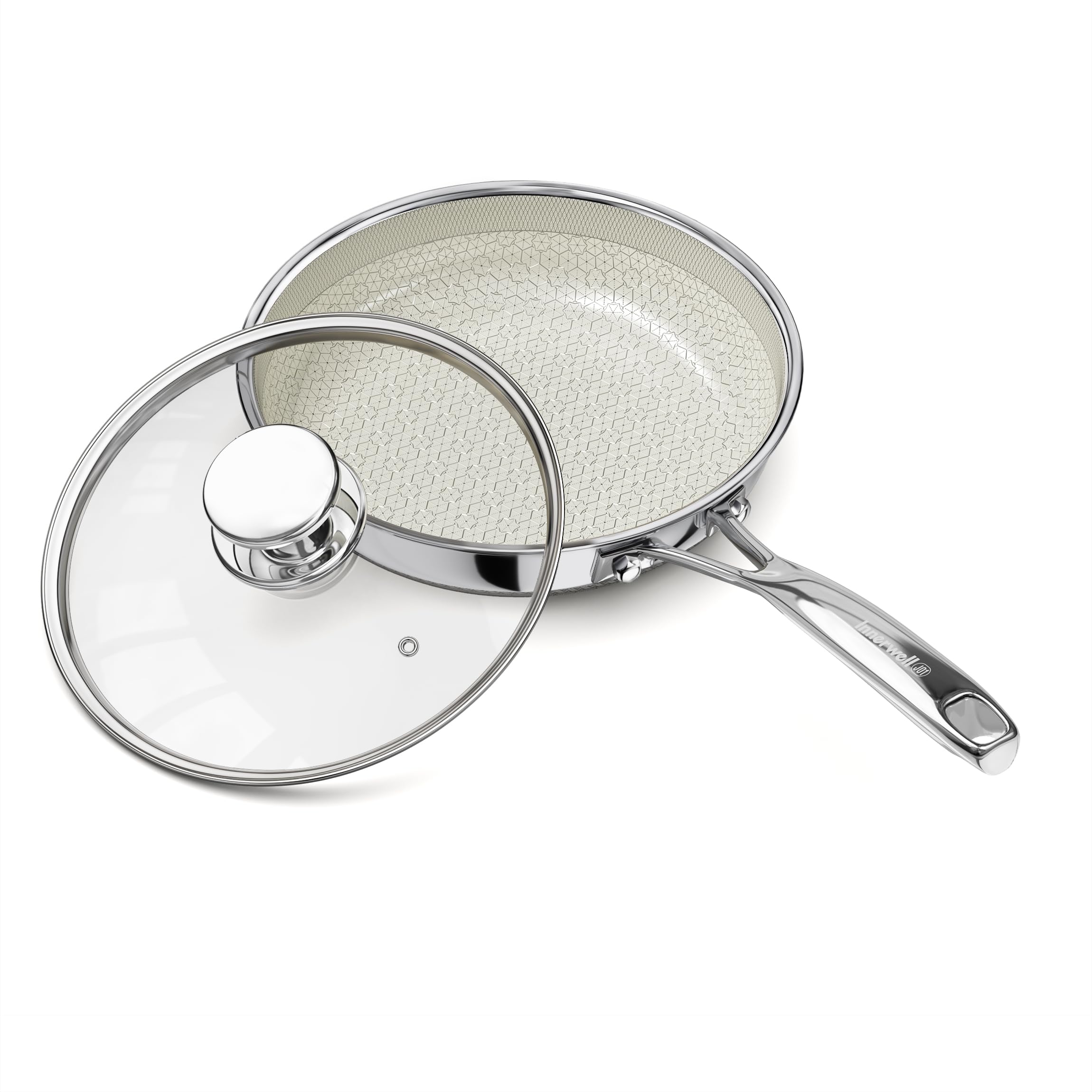 Innerwell Hybrid 8 Inch Ceramic Non Stick Frying Pan with Lid
