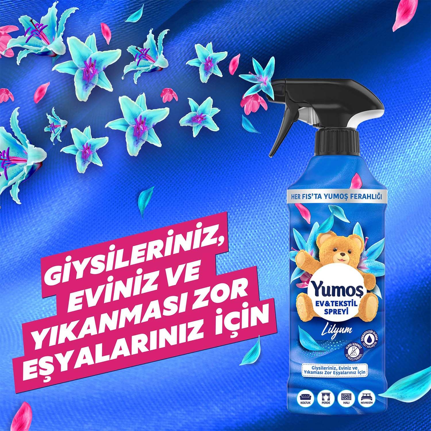 Yumoş Ev ve Tekstil Spreyi Lilyum Yıkanması Zor Eşyalar İçin 450 ml