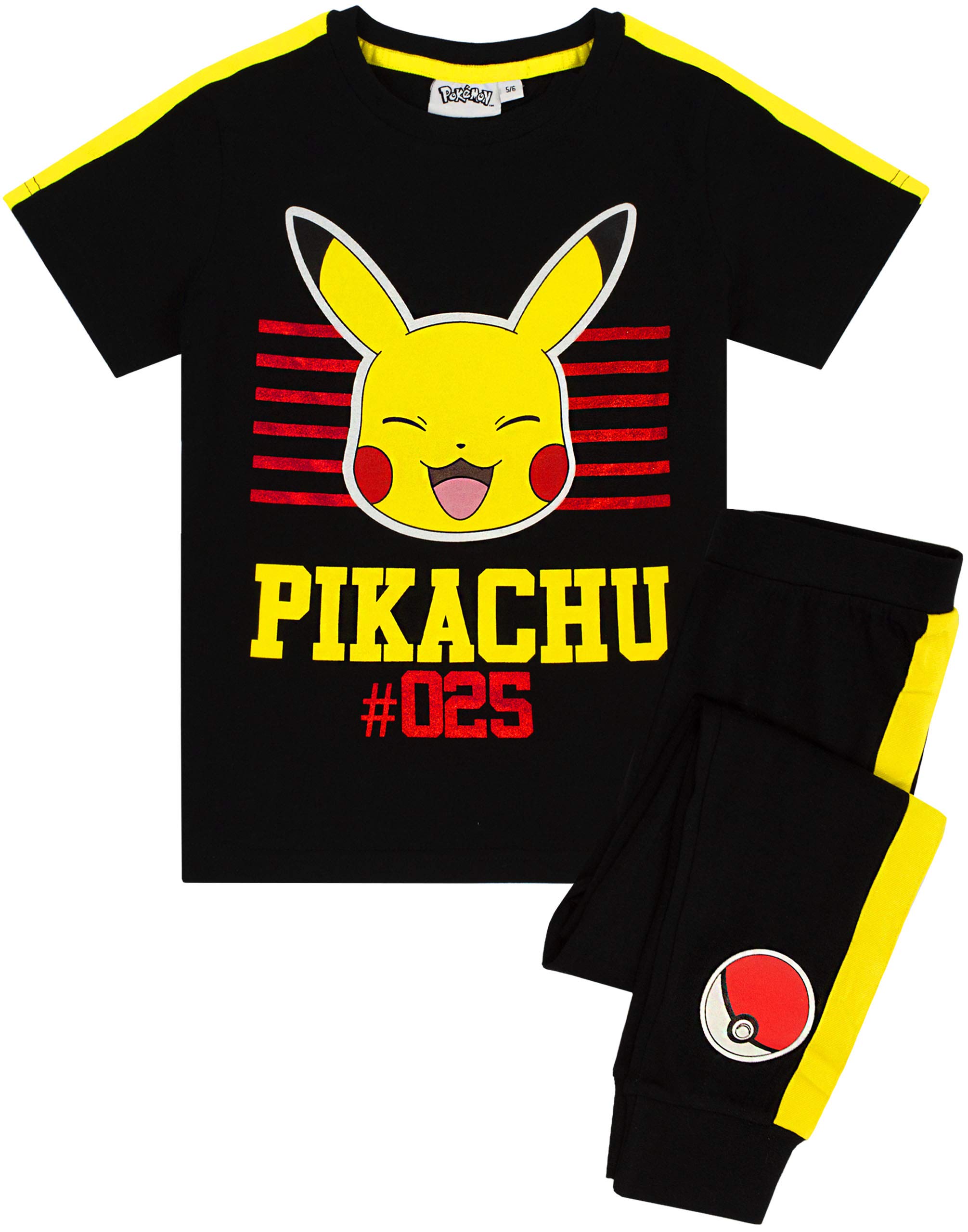 Pokémon Pikachu Pyjamas For Boys | Kids Short Sleeve Pikachu T-Shirt & Pokeball Bottoms PJ’s Set | Children’s Sleepwear Gamer Gift