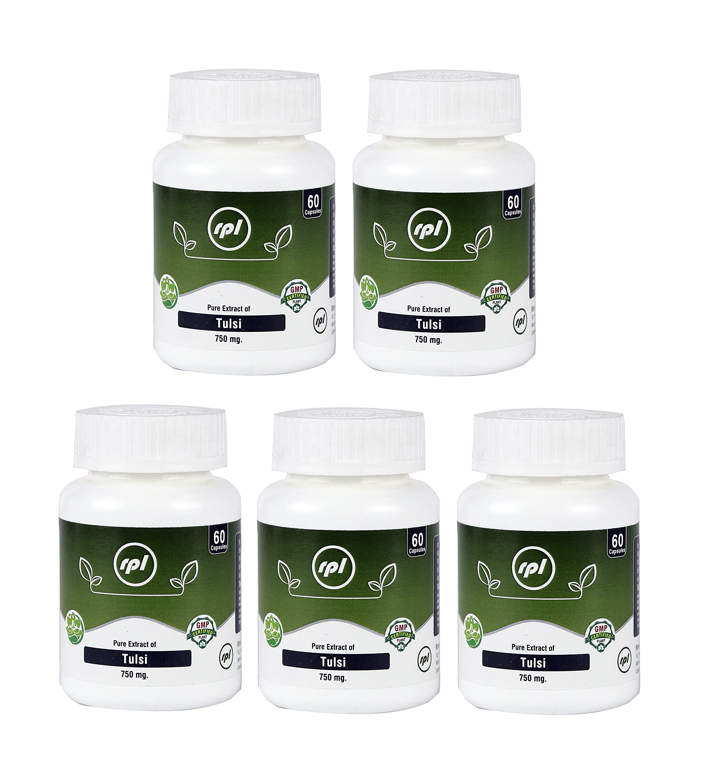 RPL� Tulsi Ayurvedic Immunity Wellness 750Mg Capsules -(Pack of 5)