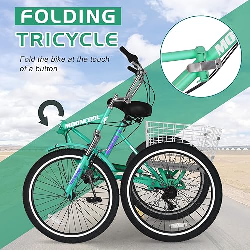 Miniatura 2 de LILYPELLE Triciclos plegables para adultos, triciclos plegables para adultos de 7 velocidades, bicicletas de 3 ruedas de 202426 pulgadas con paso