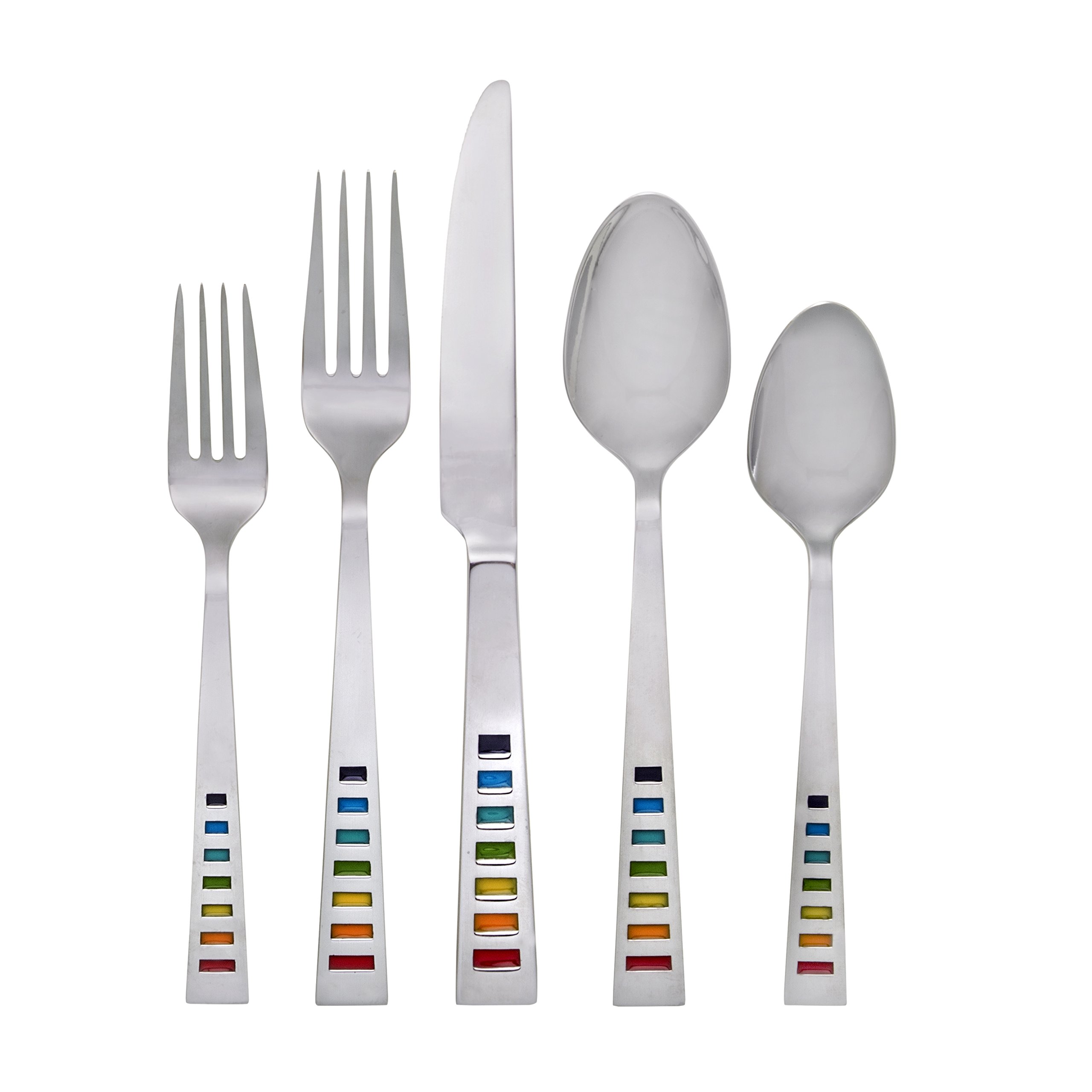 Fiesta Celebration 20-Piece Flatware Silverware Set, Service for 4, Stainless Steel, Includes Forks/Knife/Spoons