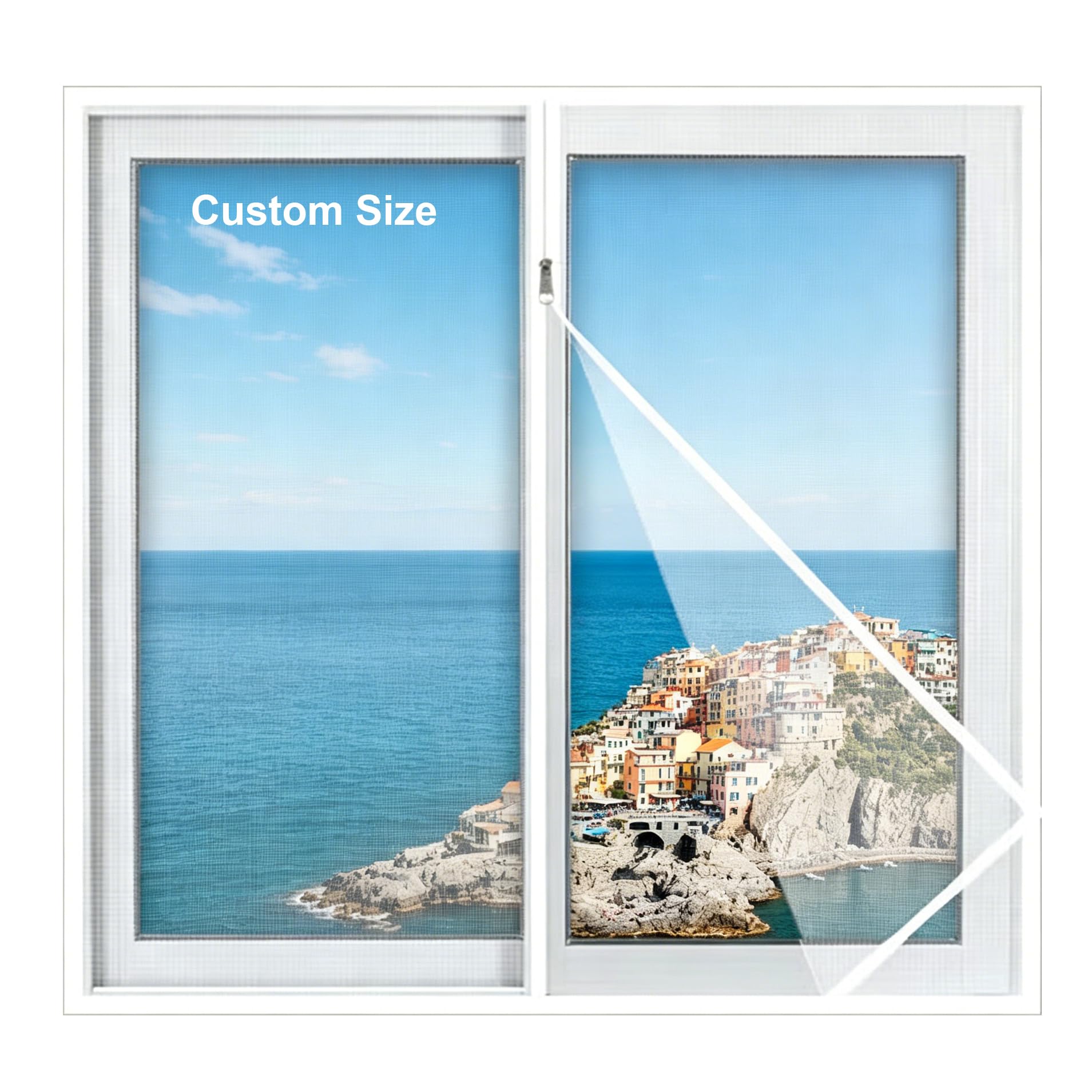 Lesone Custom Size Window Screen Mesh, Insect Mesh Mosquito Bug Net For Windows, Self-Adhesive Netting With Zipper, Durable Tear-Proof Fibergalss Netting