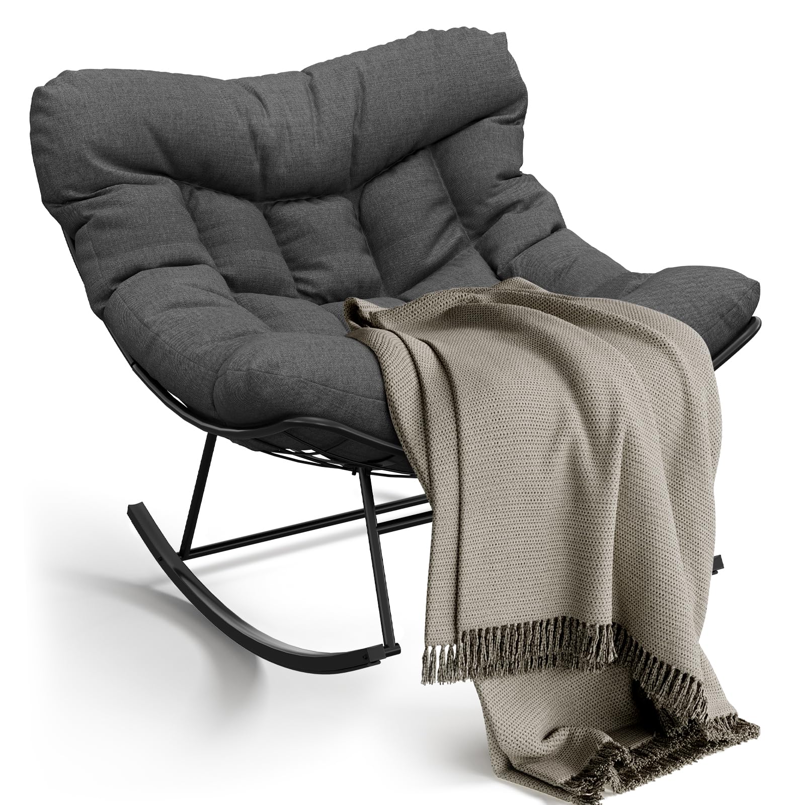 Garvee Sedia a Dondolo Oversized a Uovo da Esterno con Cuscino Spesso | Cuscino spesso, Design a uovo, Oversized, Interni, Esterni, Giardino, Terrazza
