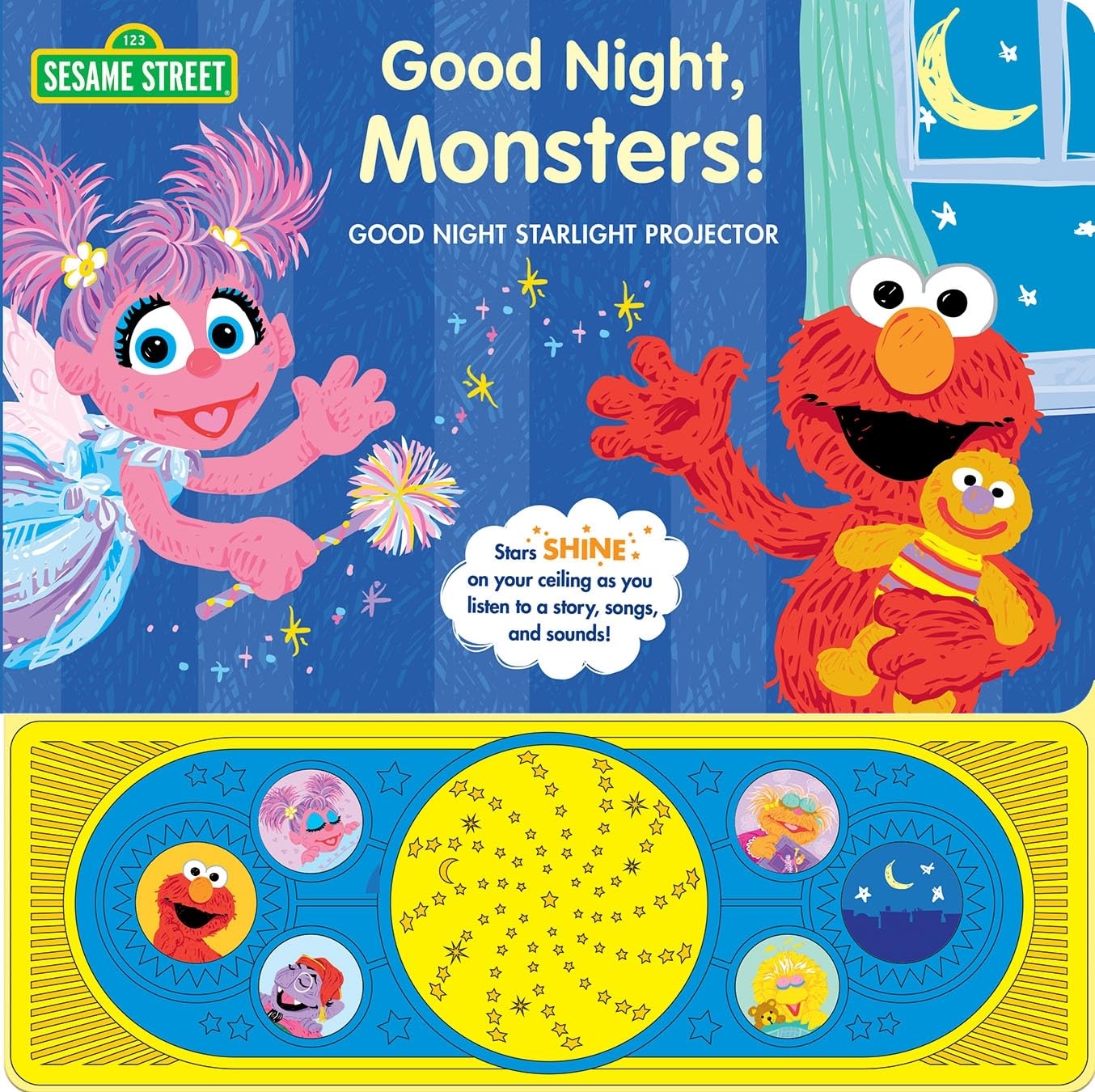 Sesame Street Elmo, Abby Cadabby, Big Bird, and More! Good Night, Monsters! Good Night Starlight Projector Sound Book Perfect Bedtime Story PI Kids