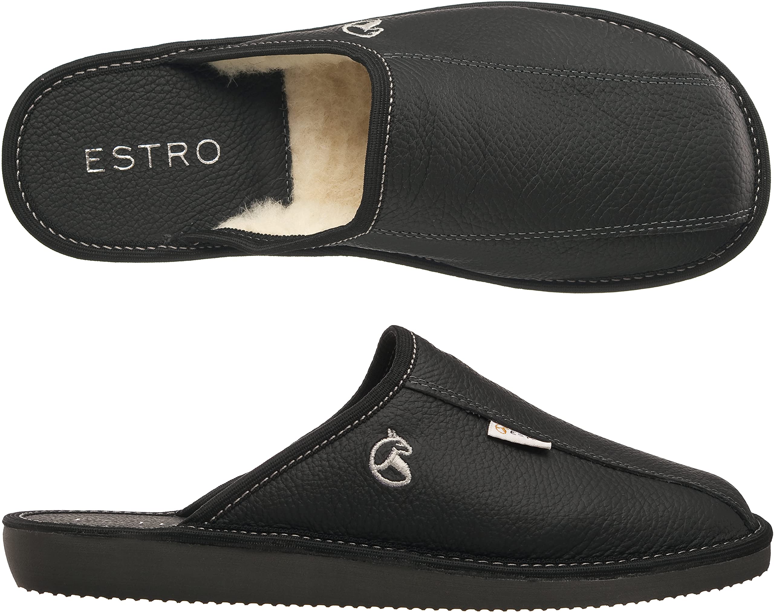 ESTRO Mens Slippers Men House Shoes Leather Home Mule Men's Slipper Memory Sole Frost