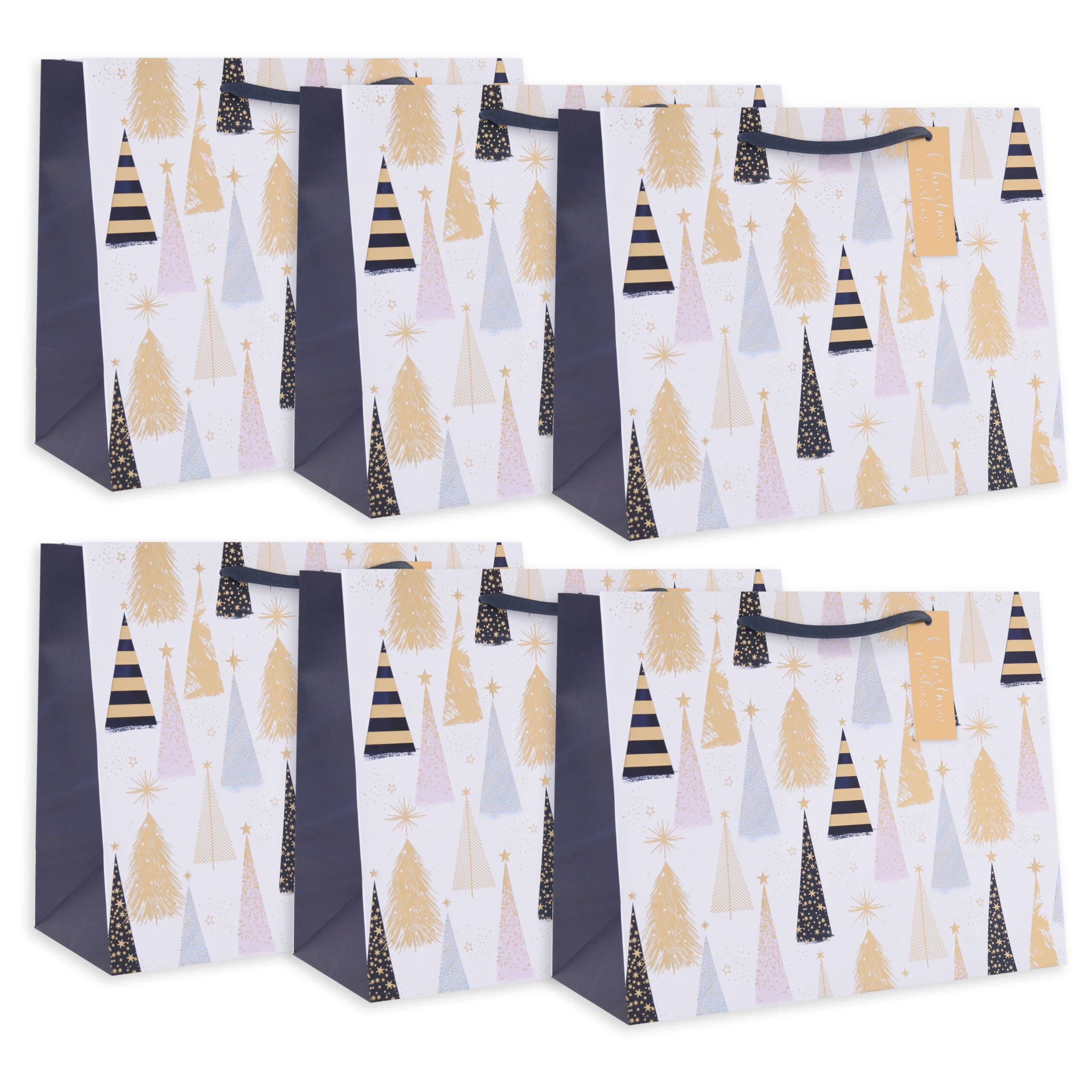 UK Greetings | Multipack of 6 Large Gift Bags for Christmas | Him/Her/Friend | For Christmas Gifts | Camden Lux Design | 33 x 26.7 x 13.7 cm