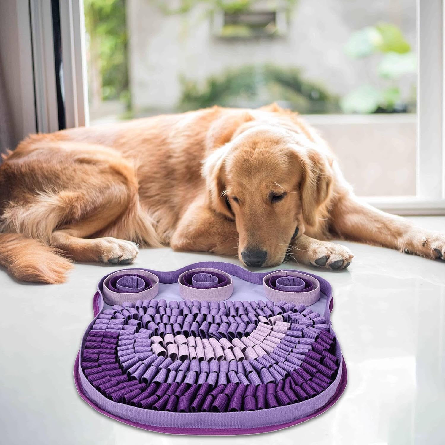 Snuffle Mat - 49x49cm Mental Stimulation Puzzle Toy,Dog Puzzle Mat | for Indoor Outdoor Home Living Room, Puppy Pets Small Medium Large Breeds