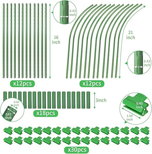 Miniatura 2 de Aros de jardín túnel de cultivo para camas elevadas, 6 juegos de aros de acero inoxidable de 25.6 x 31.5 pulgadas, marco de estacas de jardín