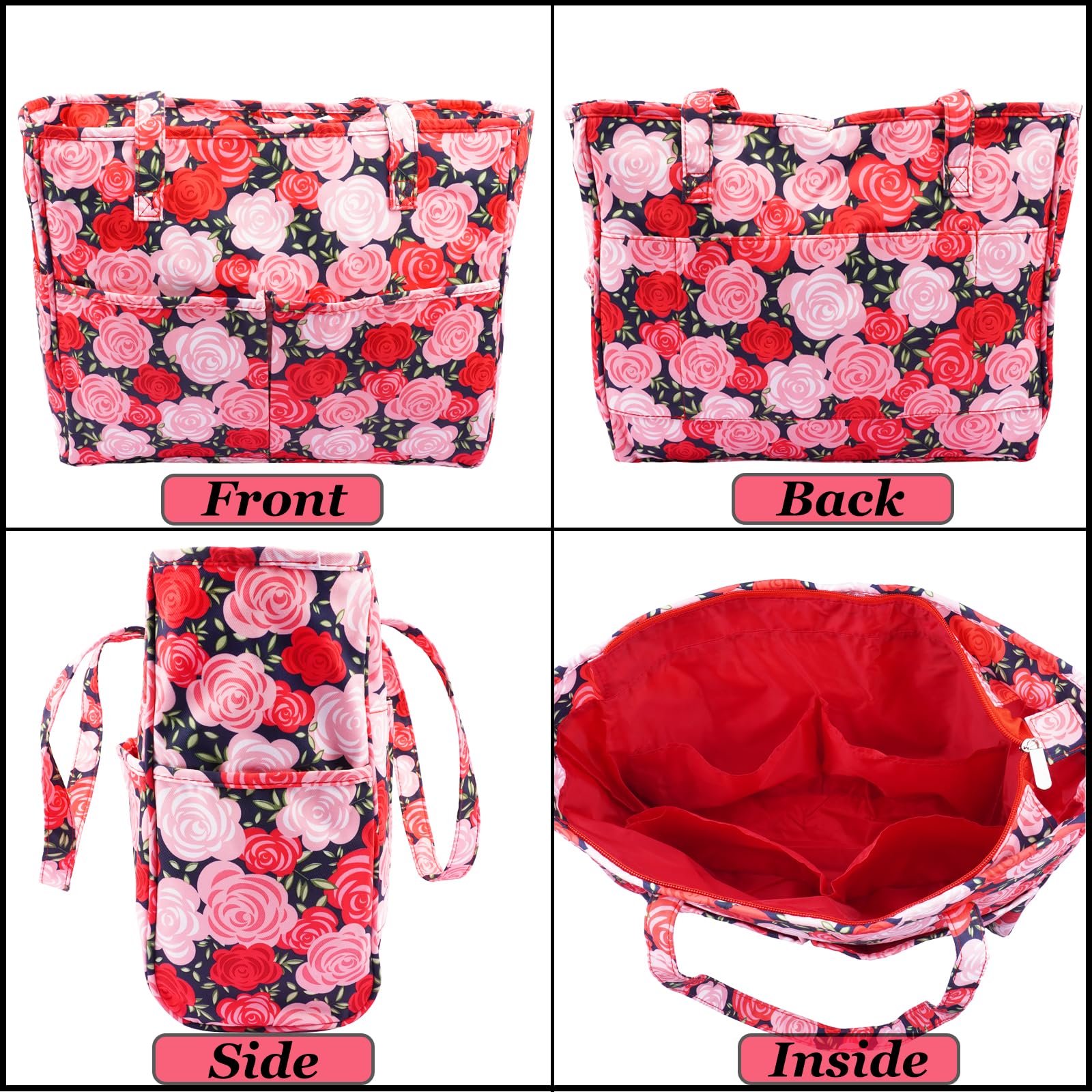 Häkeltasche, Organizer, Garnaufbewahrung, Organizer, tragbare Garntasche mit mehreren Taschen für Garnbälle, Stricken, Häkelzubehör