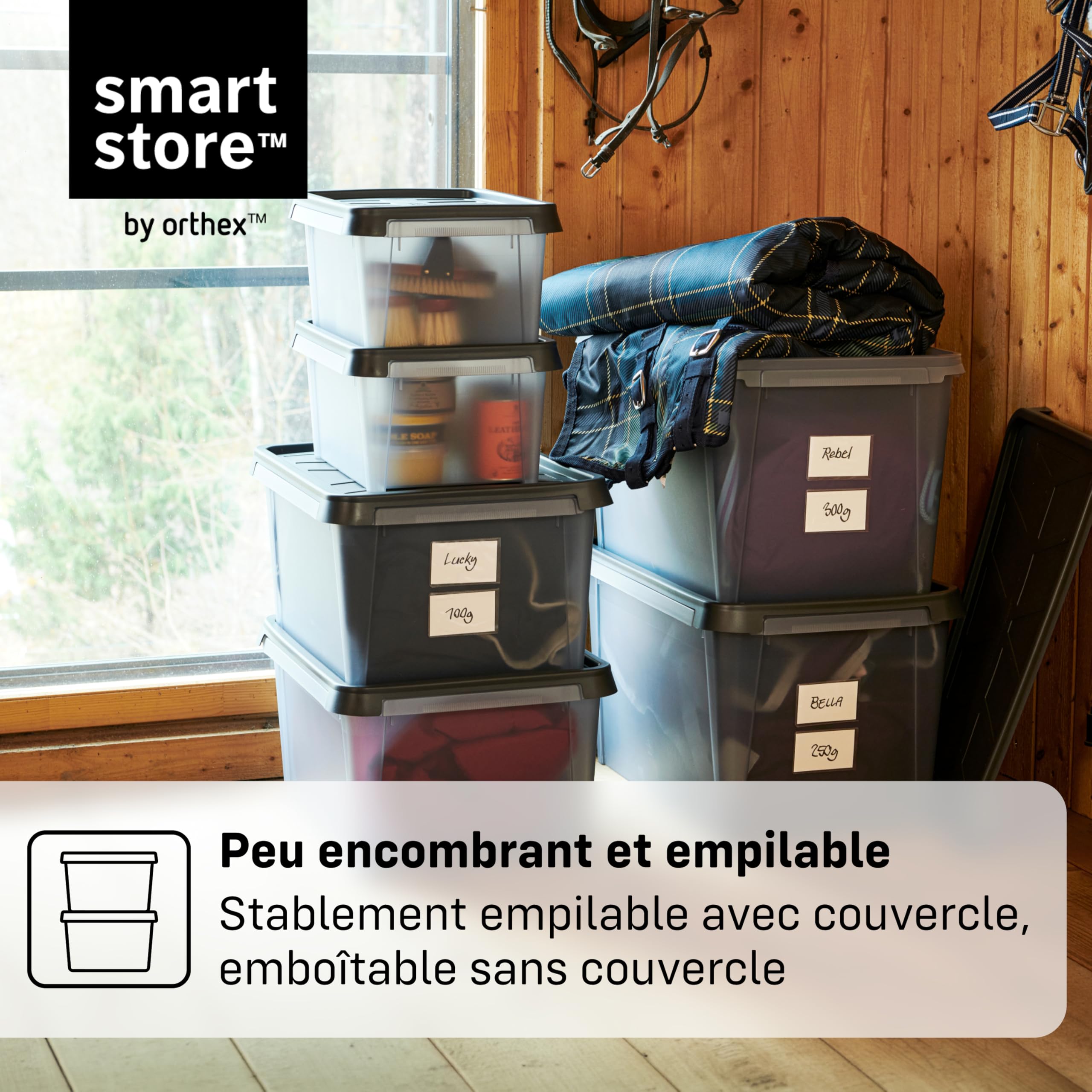SmartStore Boites de Rangement en Plastique Garage avec Couvercles - Lot de 7 - Transparentes - IP64 - Étanches, Emboîtables et Empilables - Aptes au Contact Alimentaire - L 40 x I 30 x H 20 cm - 13L