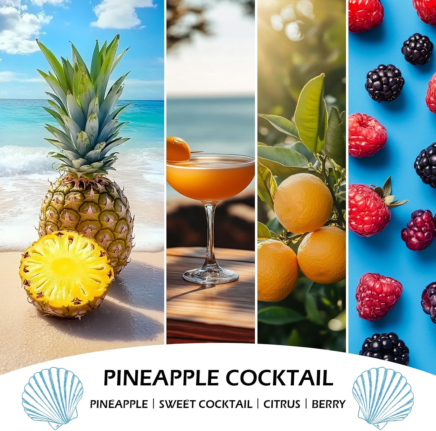 Pineapple Cocktail Candles, 7oz Pineapple Cocktail Scented Candle, Natural Soy Candles for Home Scented, Long Lasting with 50 Hour Burn Time, Gifts for Men Women