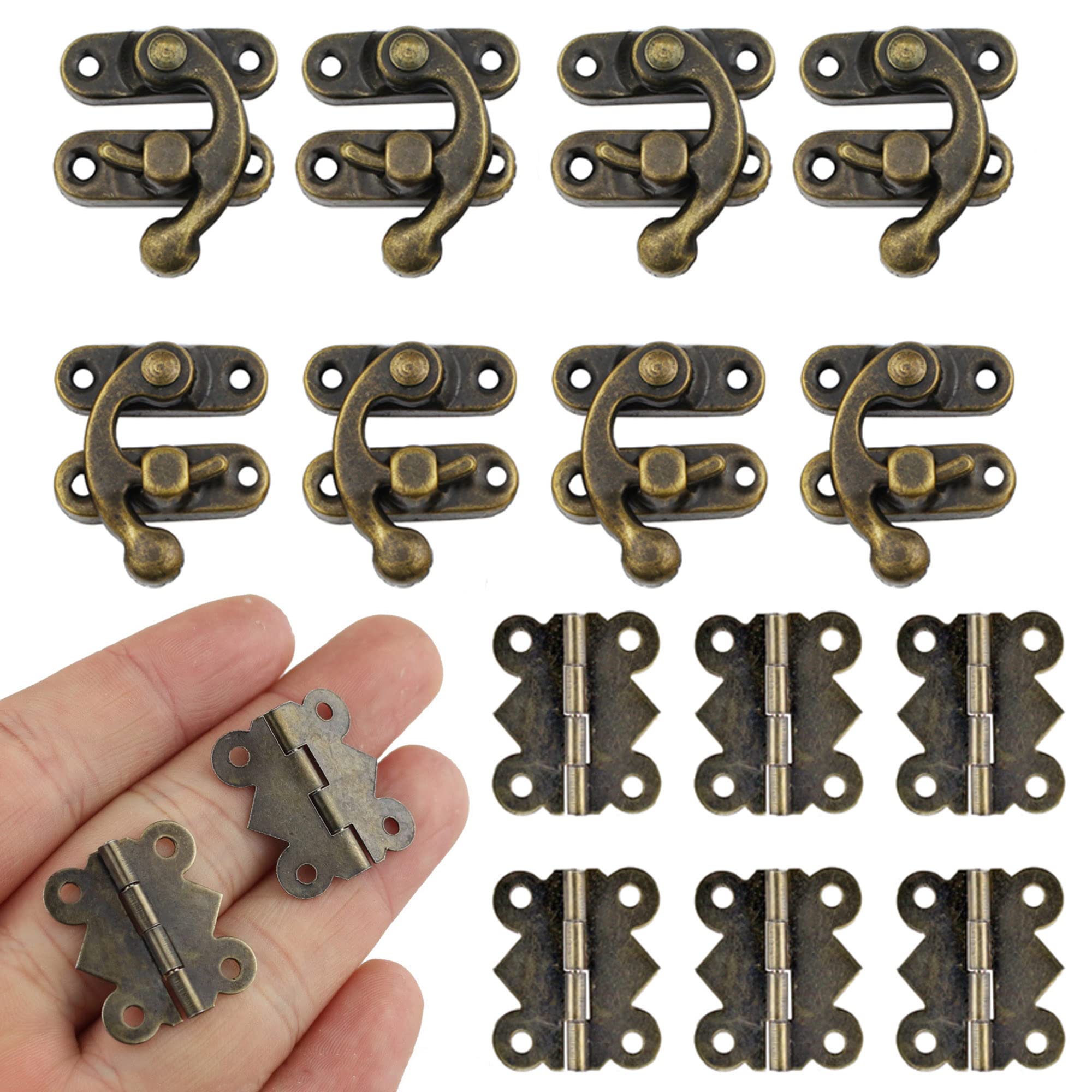 90 Pcs,Gancio A Scatto Hasp,Hasp Antico Legno,Antico Hasp Gancio Chiusura,Fibbia Per Scatola Antica,Serratura Vintage Sinistra/Destra,Cerniere A Farfalla Antiche,Per Scatole Di Legno
