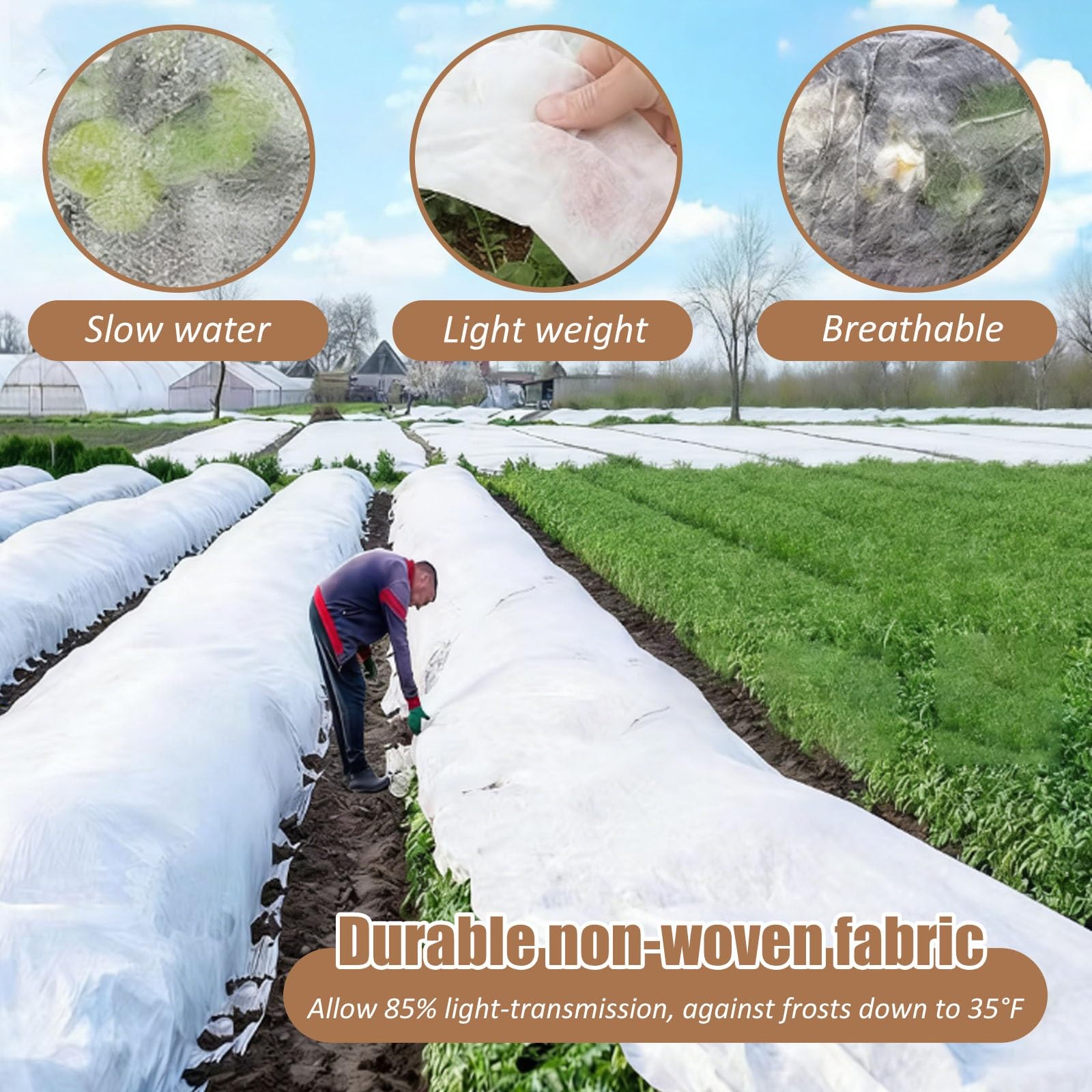 Tessuto Non Tessuto Invernale per Piante, Telo Protettivo per Piante da Giardino, Copri Piante Inverno, per Proteggere dal Freddo e Mantenere l'umidità in Inverno(8.2x32.8ft(2.5x10m))
