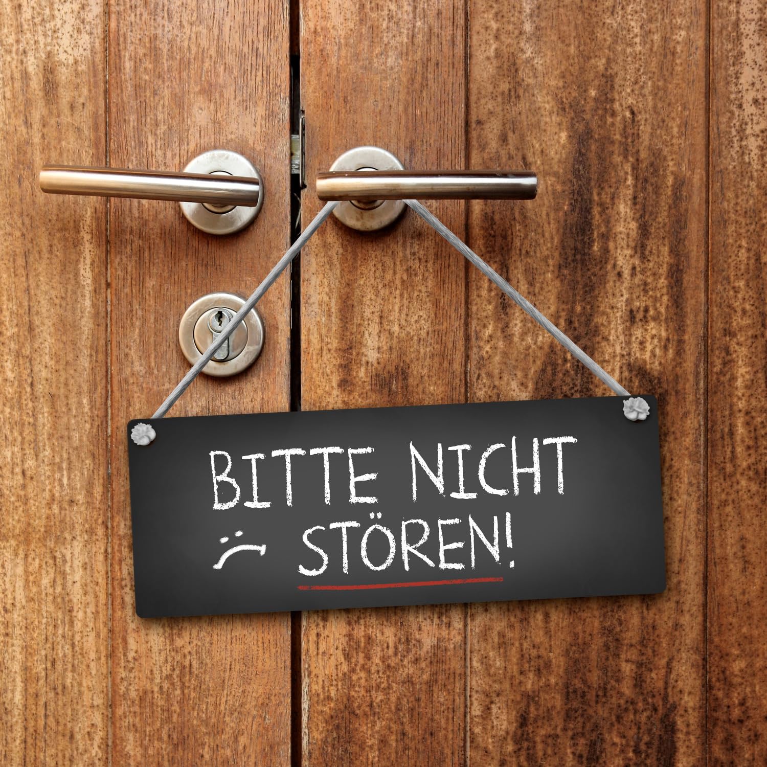 Targa Reversibile Trendaffe Per Ufficio: 'Non Disturbare' Da Un Lato E 'Benvenuto' Dall'Altro - Stile Lavagna, In Alluminio Con Cordoncino (7,5 X 20 Cm)