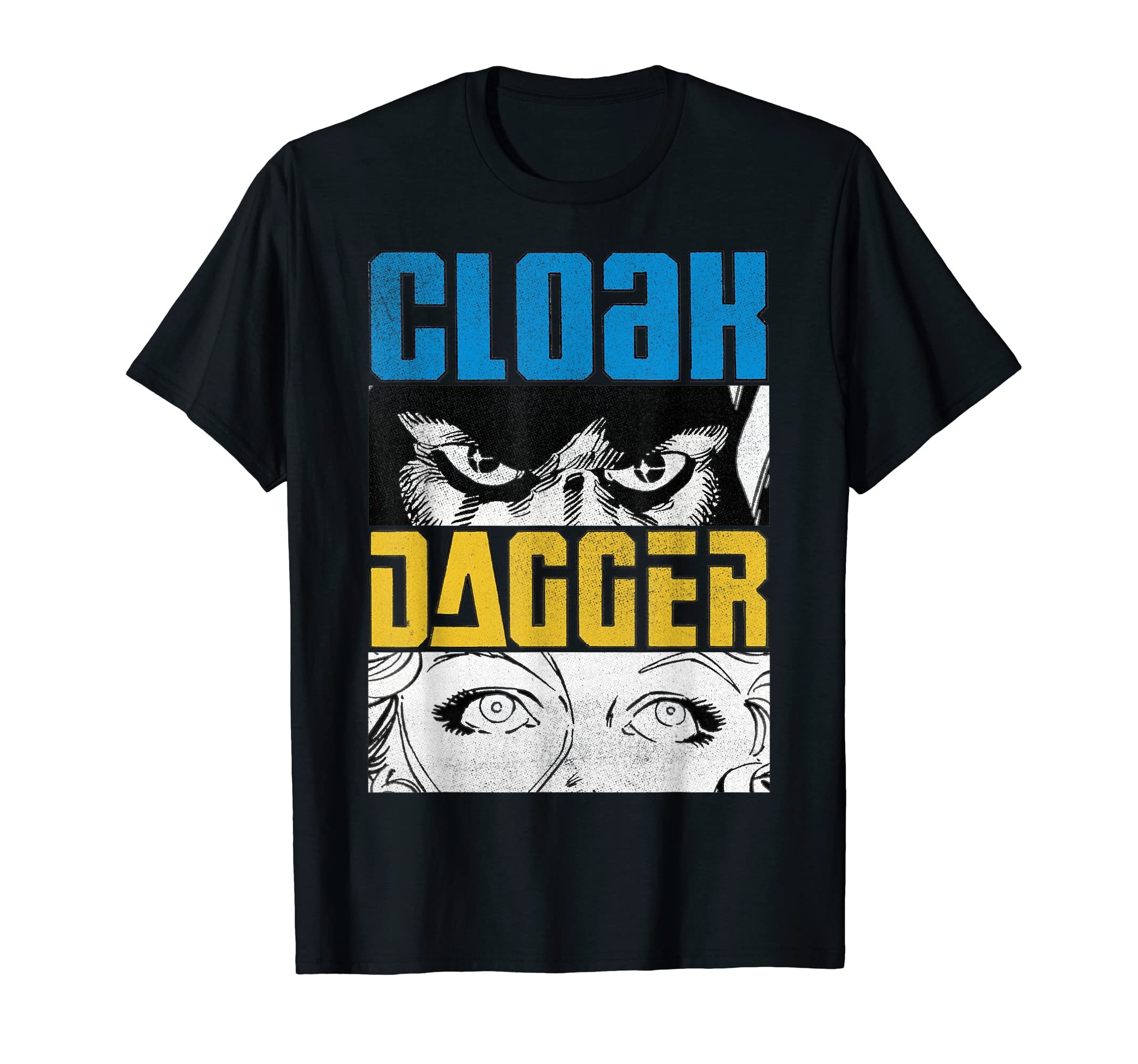 Marvel Cloak Dagger Face Close Up Panels Graphic T-Shirt