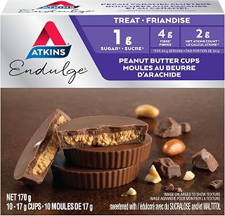 Atkins Endulge Treats, Peanut Butter Cups, Low Sugar, Keto Friendly, High Fibre, 1g Sugar, 2g Carbs, 10ct