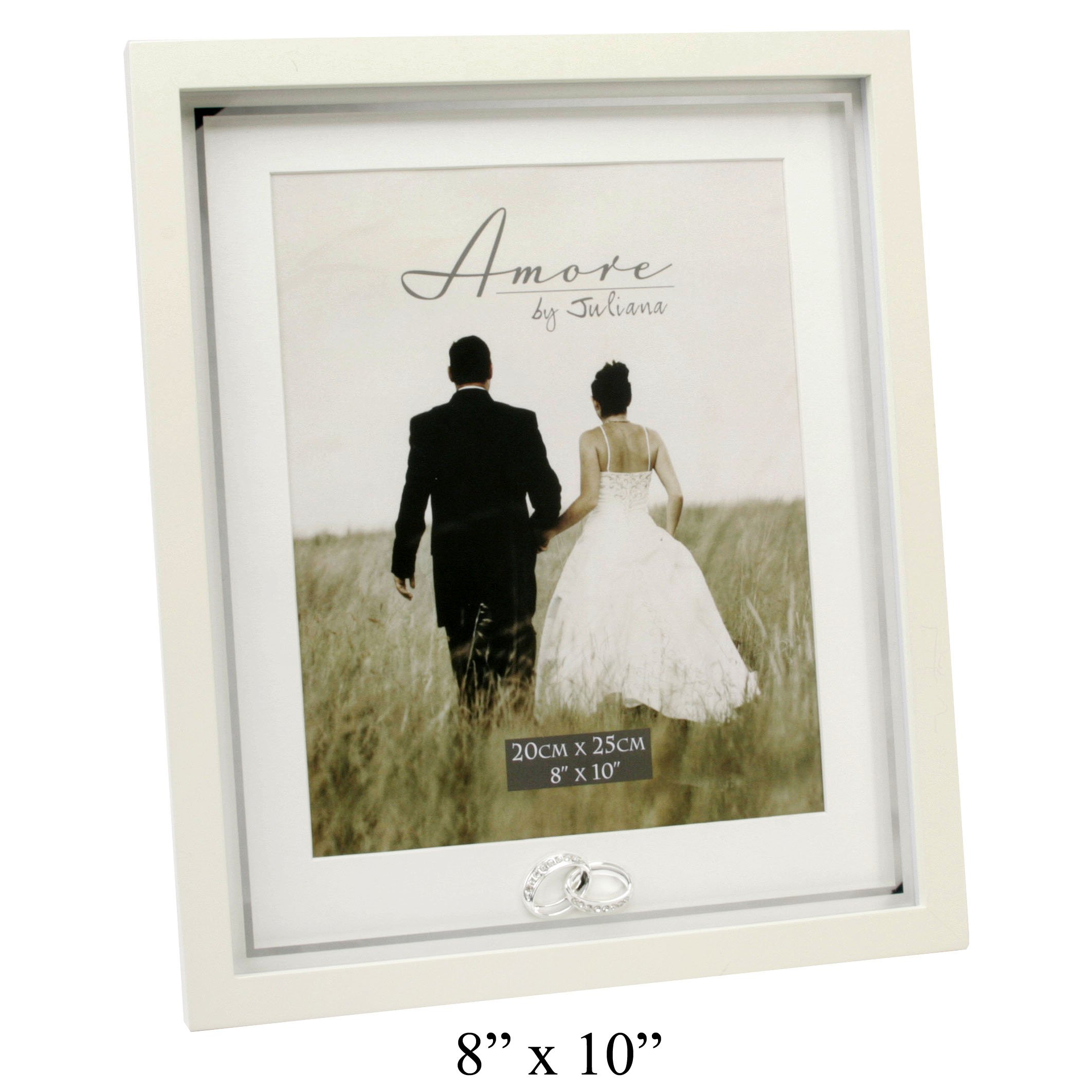 Amore Wedding Gifts. Crystal Rings Design Photo Picture Frame 8" x 10"