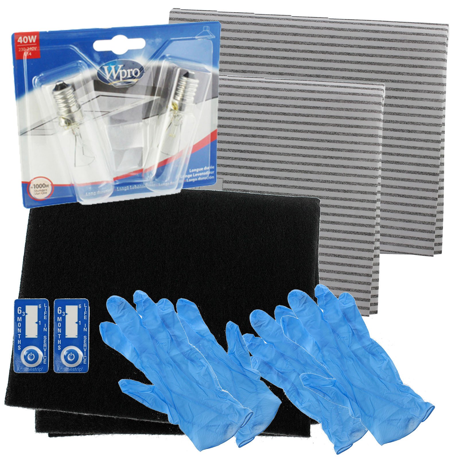 Spares2go Universal Cooker Hood Carbon Grease Filter + E14 Ses 40W Light Bulbs Complete Kit For Kitchen Extractor Fan Vent