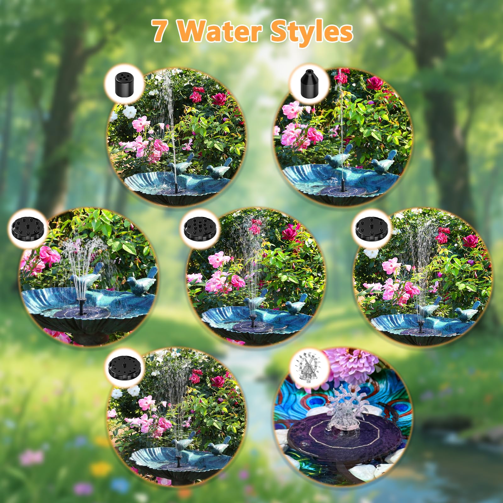 Water Fountain Outdoor Garden AISITIN DIY Solar Water Fountain, 2.8W  Outdoor Solar Powered Pond Pump With Fixed Bracket \u0026 6 Fountain Styles,  Floating Solar Water Fountain Suitable For Garden, Bird Bath, DIY, image size:1600x1600