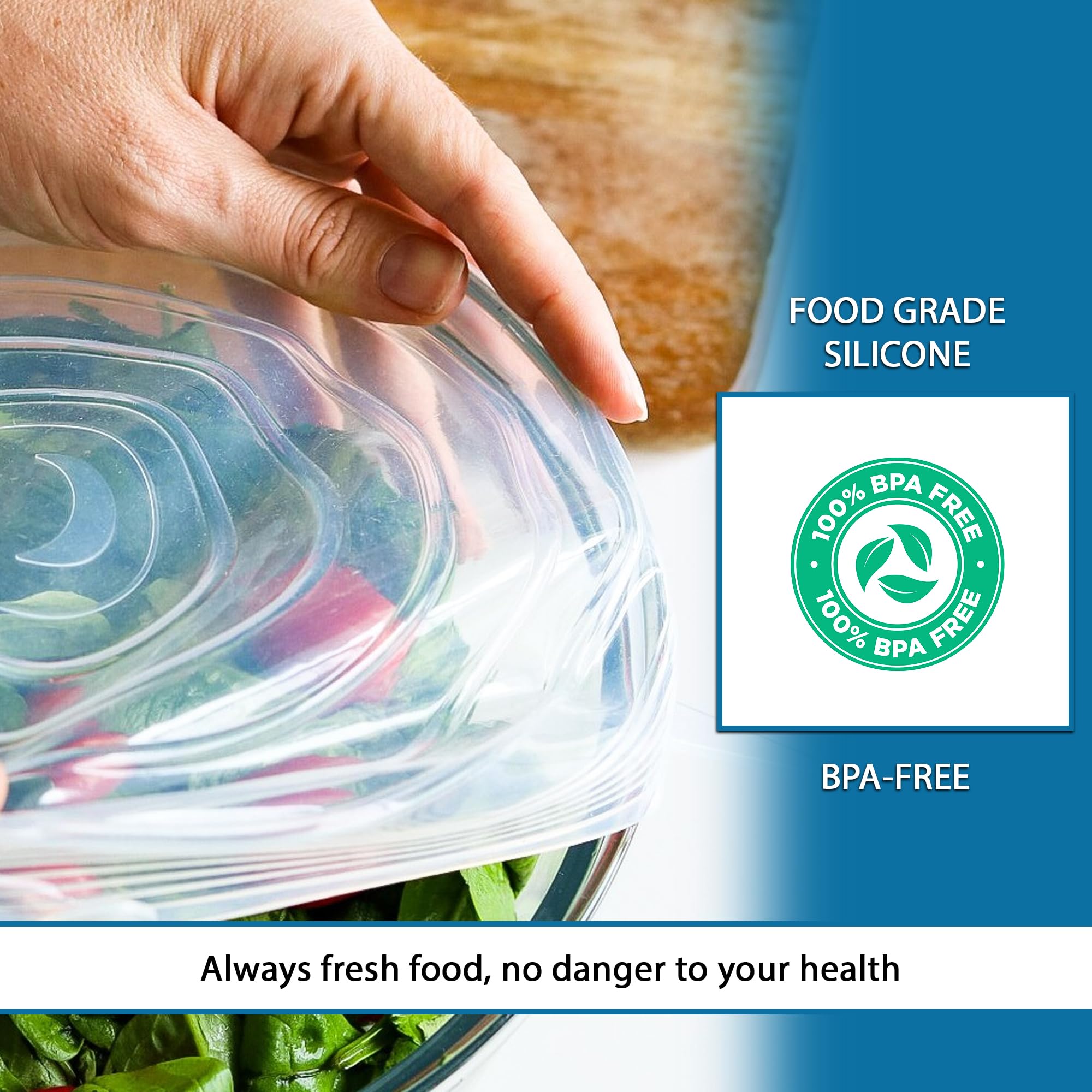 No5,Couvercle Silicone Alimentaire Extensible Hermétique 6 Set Étirable