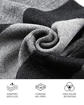 Black and Grey Stripe Feel Knit Scarf Classic Knit Scarf for