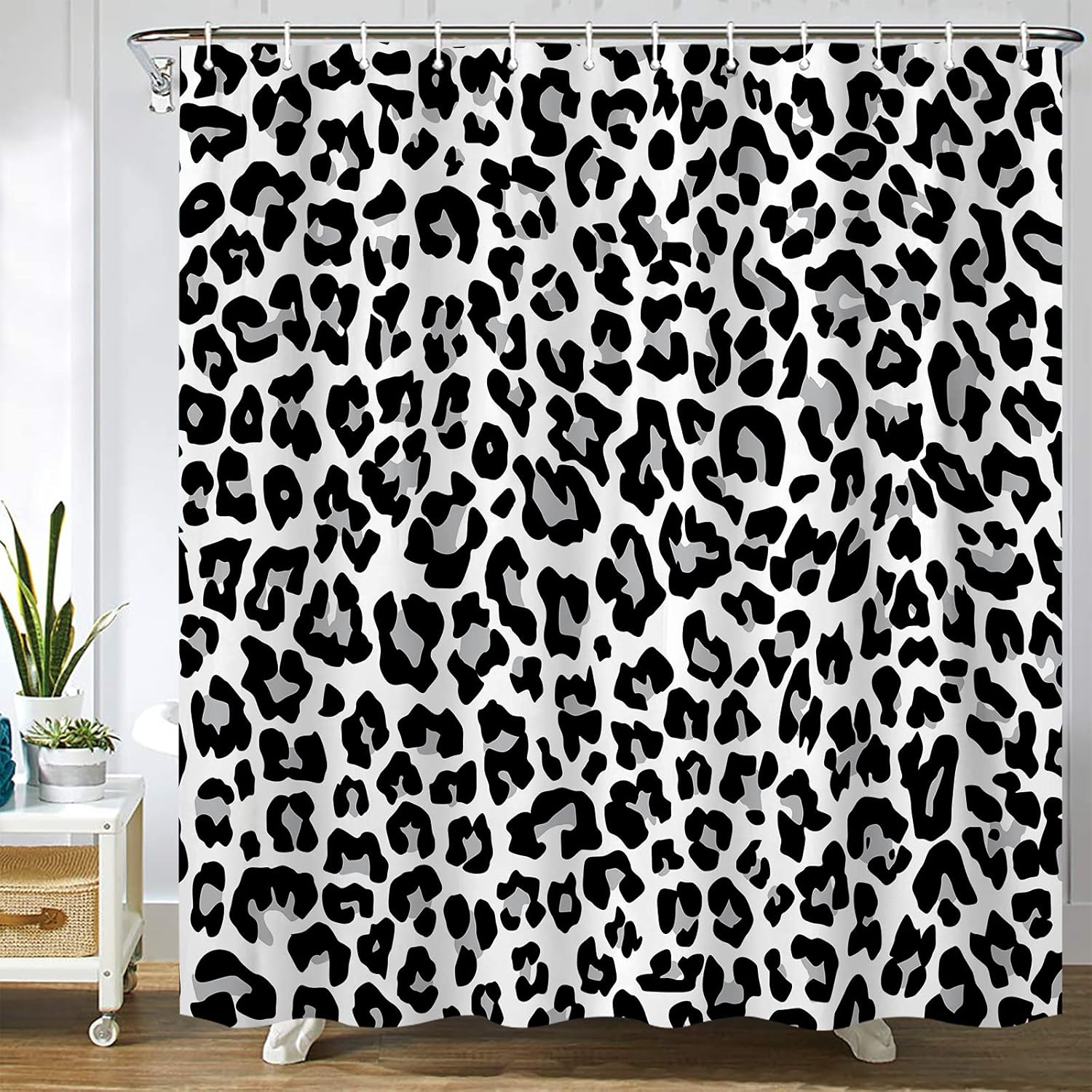 Abaysto Gray Cheetah Shower Curtain Snow Leopard Shower
