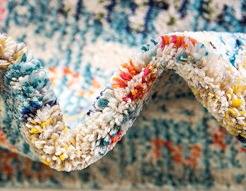 Miniatura 8 de Unique Loom Colección Monterey  Tapete bohemio tribal de época con colores brillantes, Polipropileno, MultiBeige