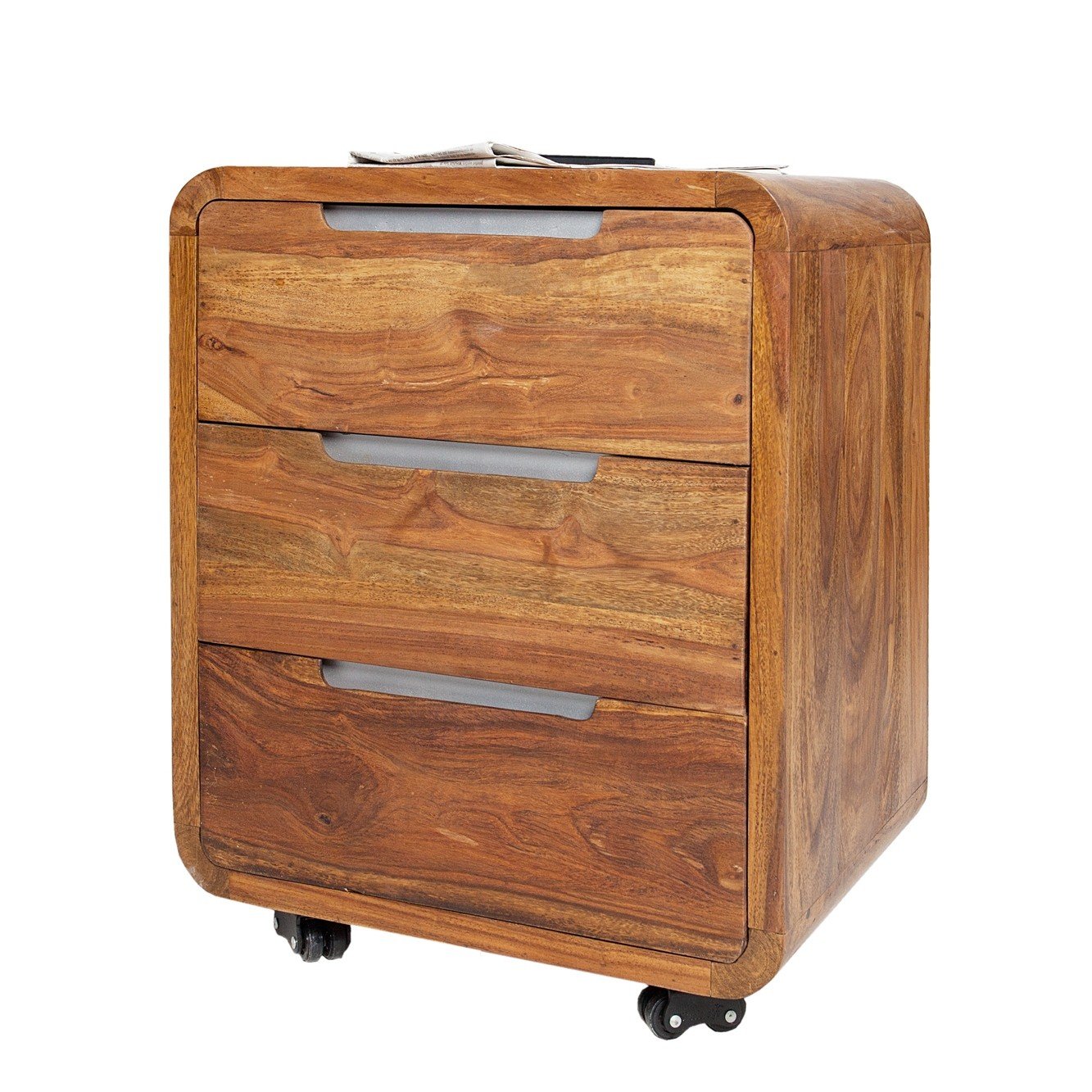 Rollcontainer DAIPUR 3 Schublade Sheesham massiv Holz 60cm x 50cm