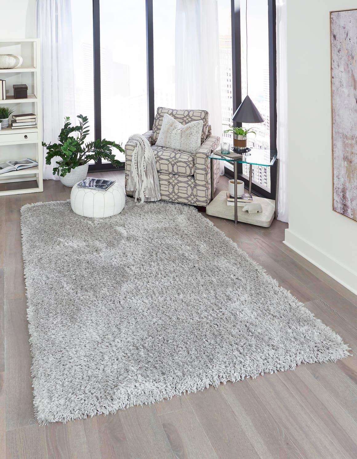 Rugs.com Infinity Collection Solid Shag Area Rug 8' x 11' Ash Shag Rug Perfect for Living Rooms, Large Dining Rooms, Open Floorplans