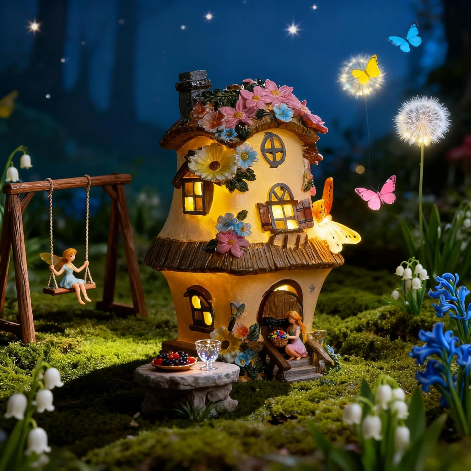 Fairy Garden Houses, Fairy Houses,Fairy Houses for Outside,Fairy Garden Houses Outdoor,Solar Fairy Garden,gnome House,Fairy Garden,Fairy Garden Accessories, for Women Gift/Teenage/Kids' Gift - Image 5