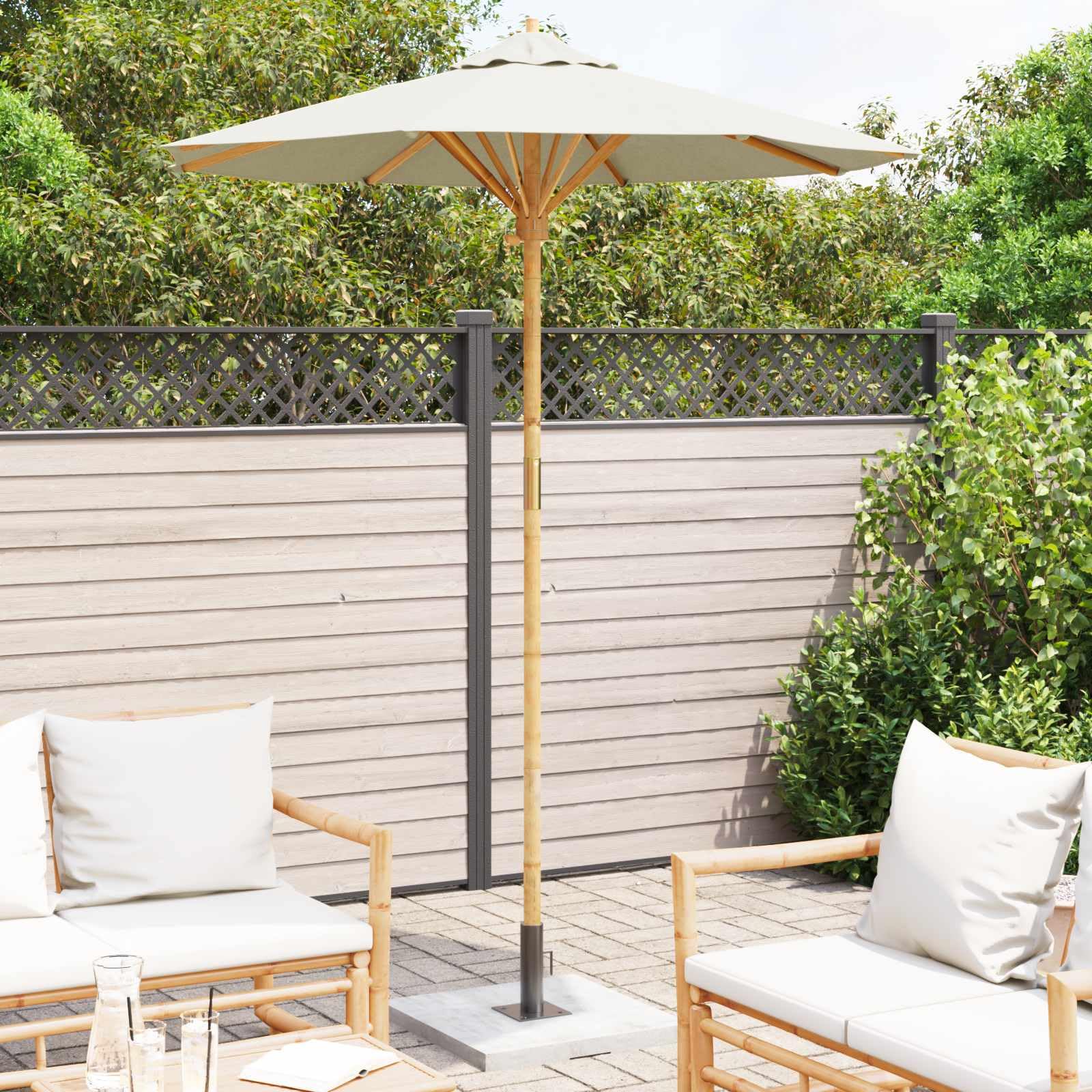 SYDE Kremowy parasol ogrodowy Ø 180 x 230 cm bambus