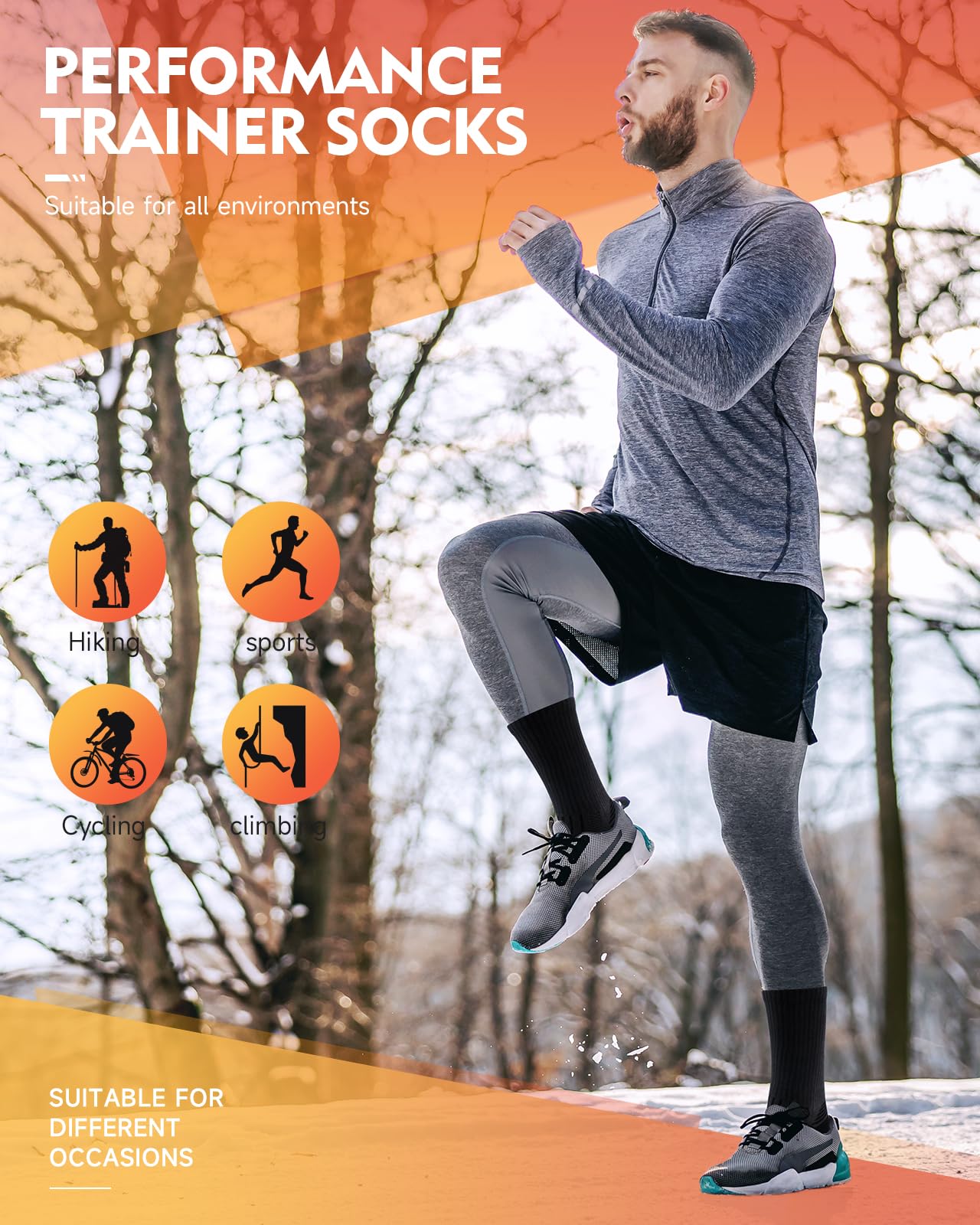 RUIXUE 6 Paia Calzini Uomo Calzini Sportivi Lunghi Calzini Donna Lavoro, Unisex Adulto Cotone Traspirante Calze, Antiscivolo Lunghe Calze 43-46 35-38 39-42 47-50